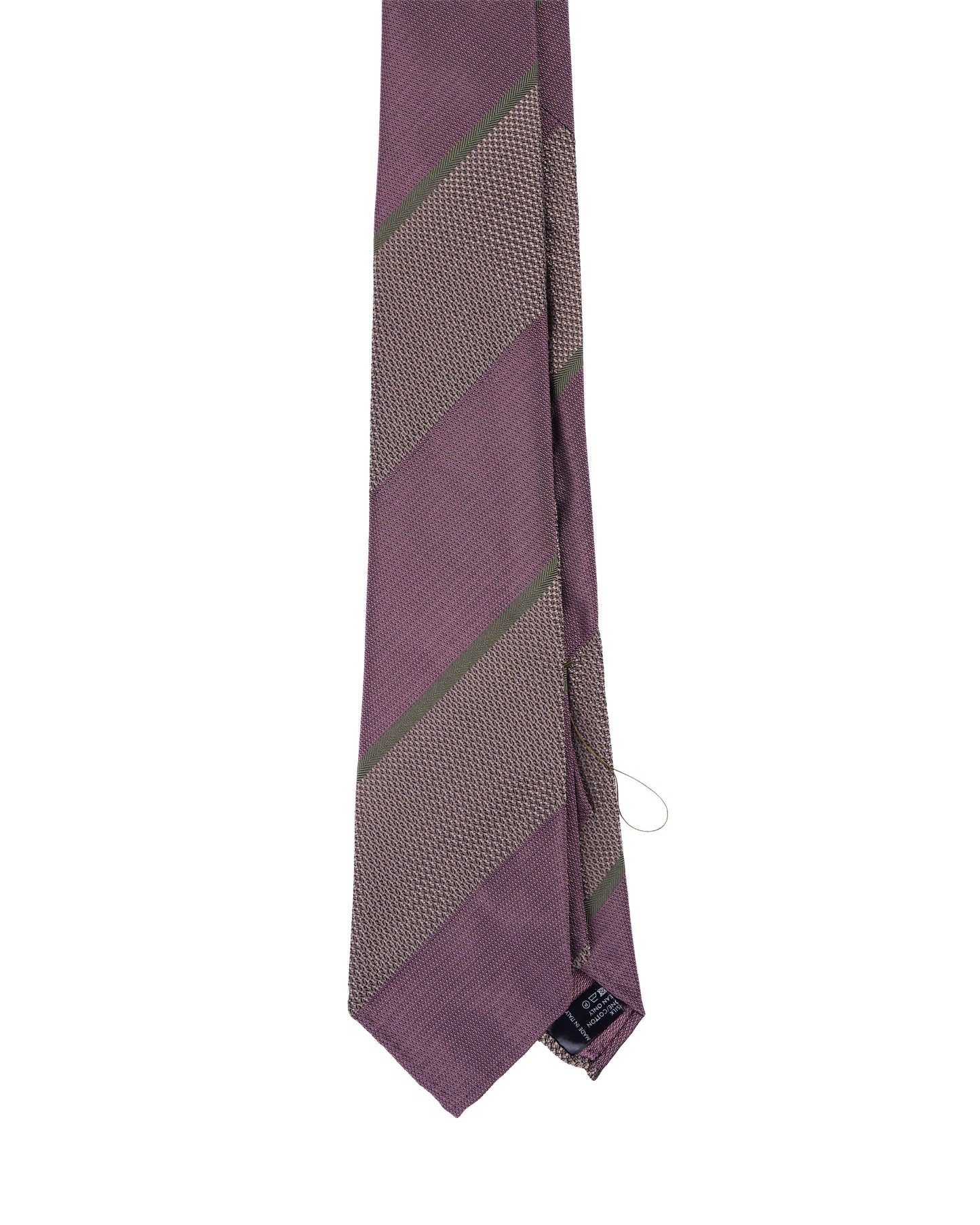 Jacquard tie - 7 Fold - Pink and beige with green stripe