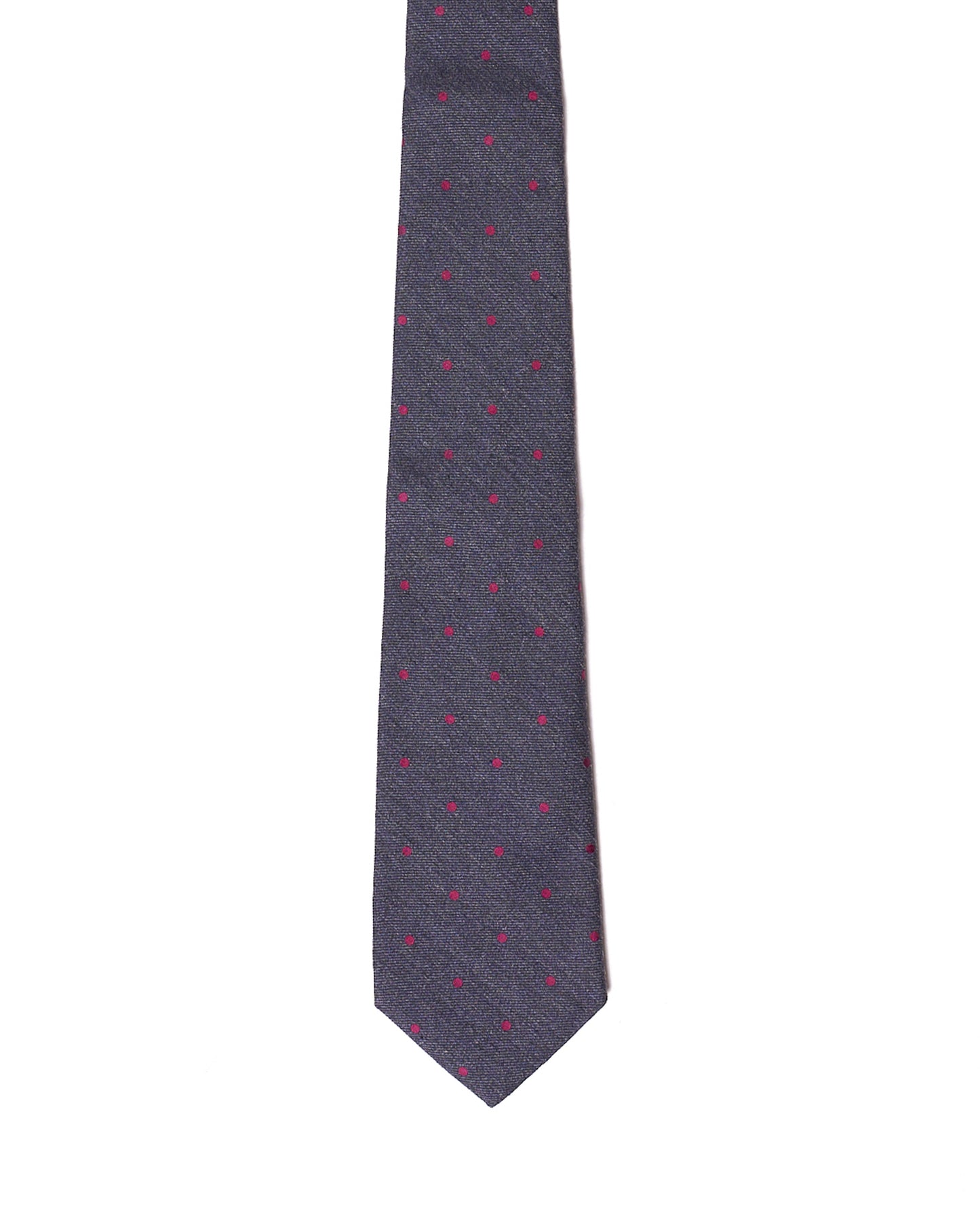 Jacquard tie - 3 Fold - Grey with red polka dots