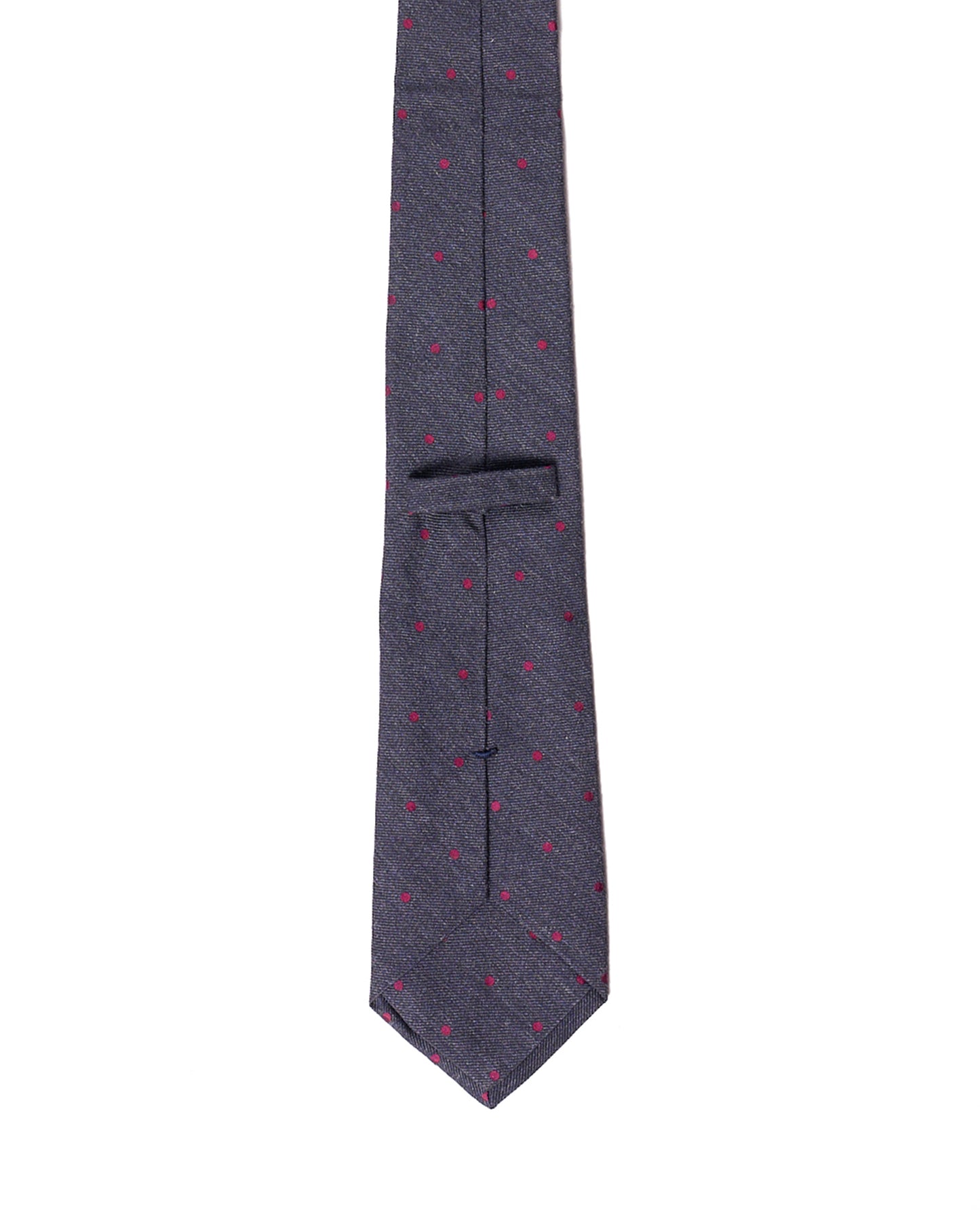 Jacquard tie - 3 Fold - Grey with red polka dots