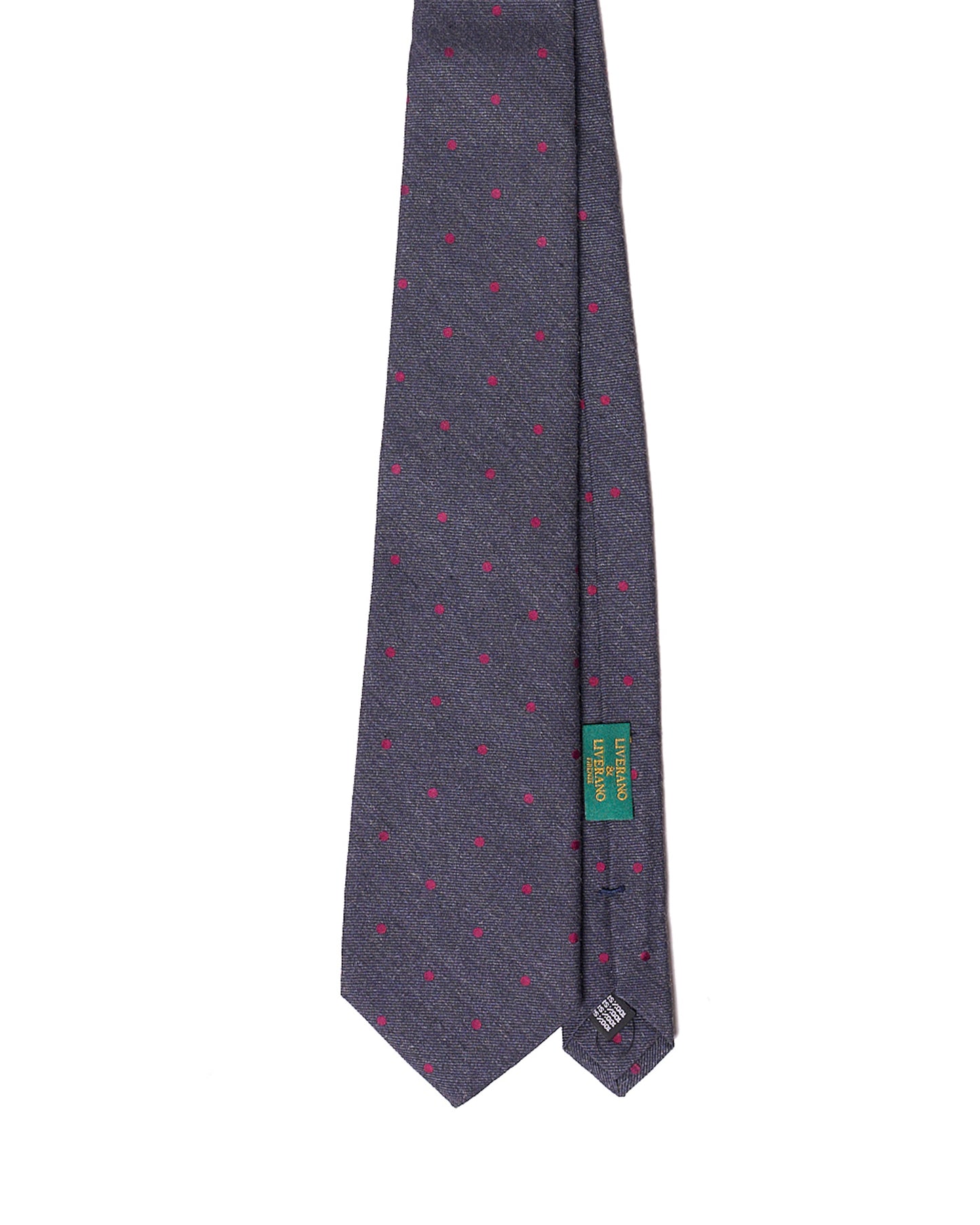 Jacquard tie - 3 Fold - Grey with red polka dots