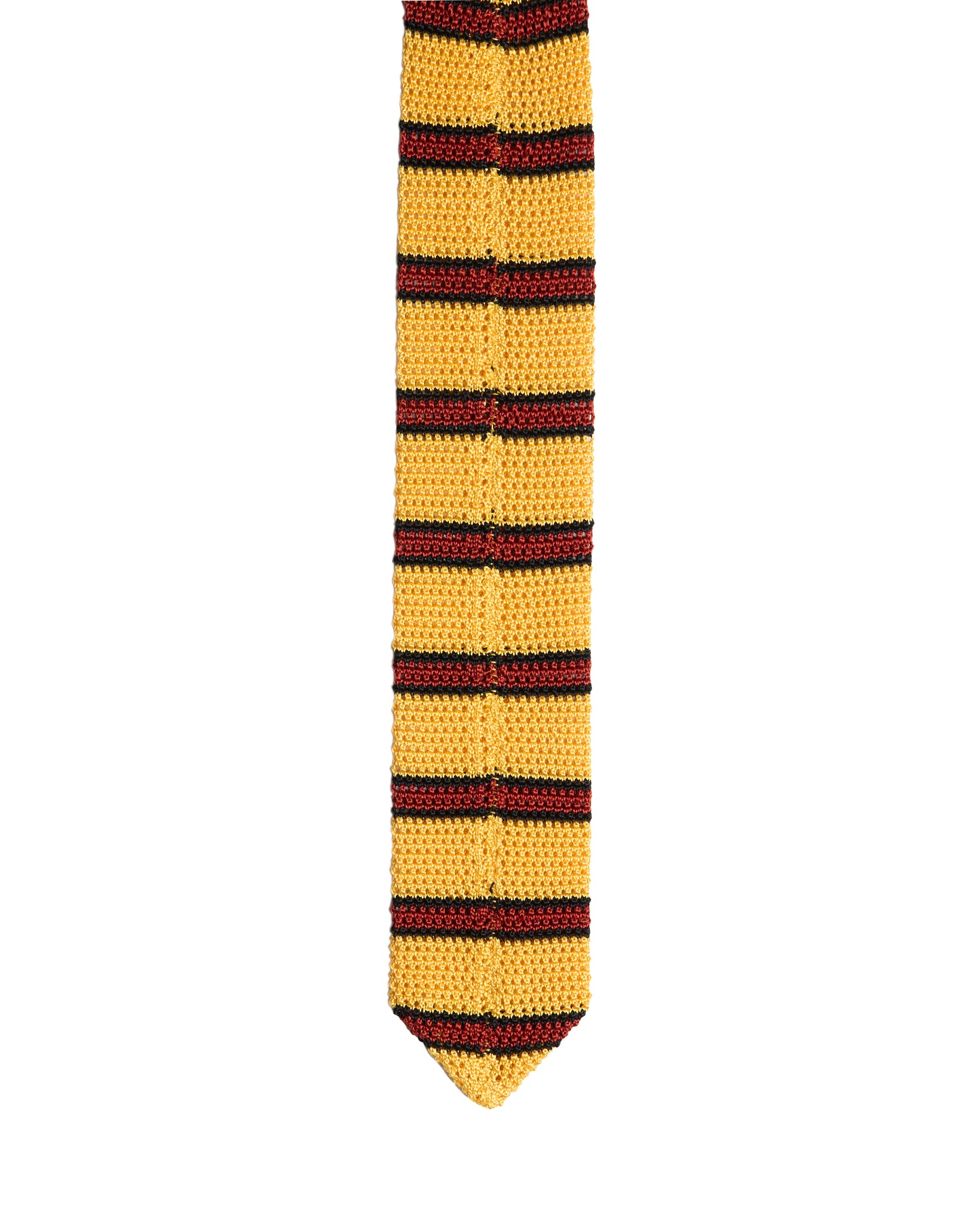 Knitted tie - Yellow with red and ble strip