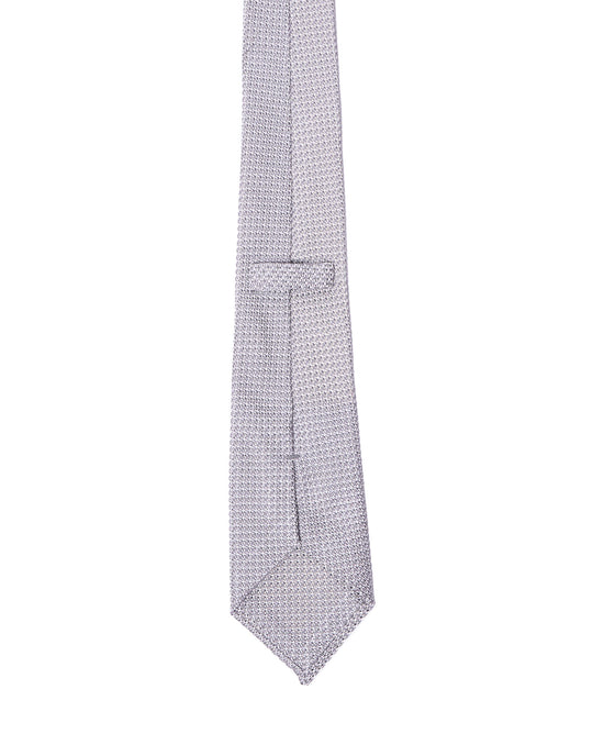 Grenadine tie - 3 Fold - Silver small grain