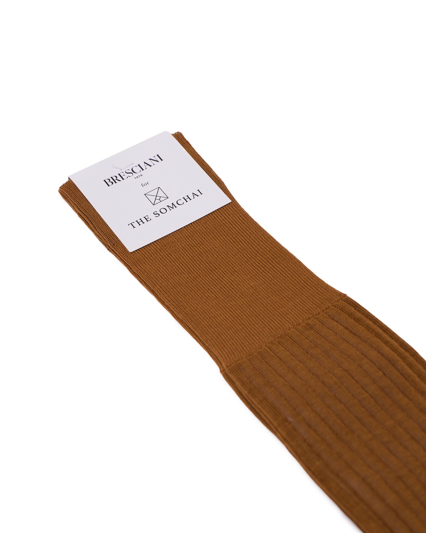 Knee length socks - Color ribbed cotton - Cannella Bruciato
