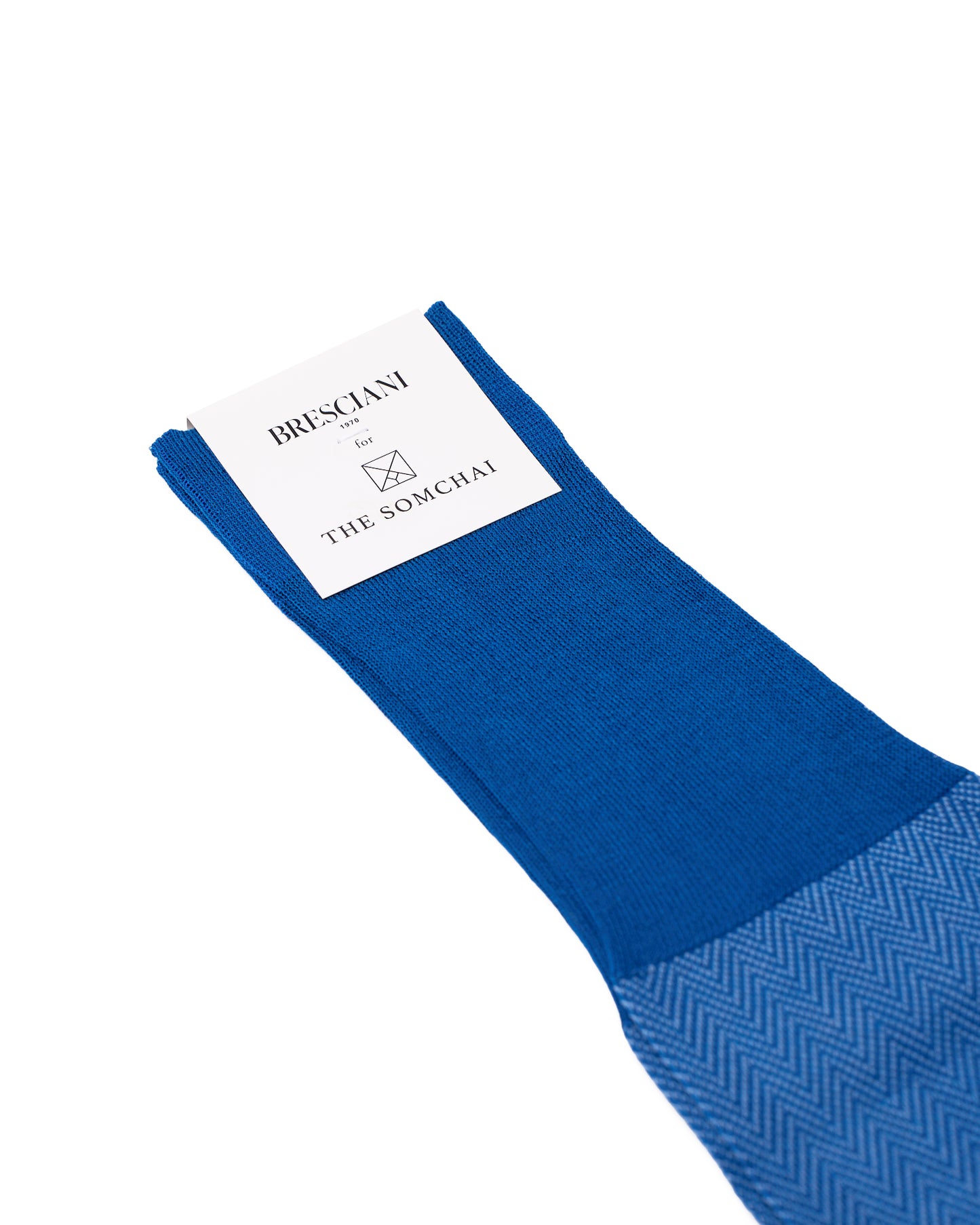 Knee length socks - Herringbone cotton - Oceano Avio 218 - ML034JQ0655BR