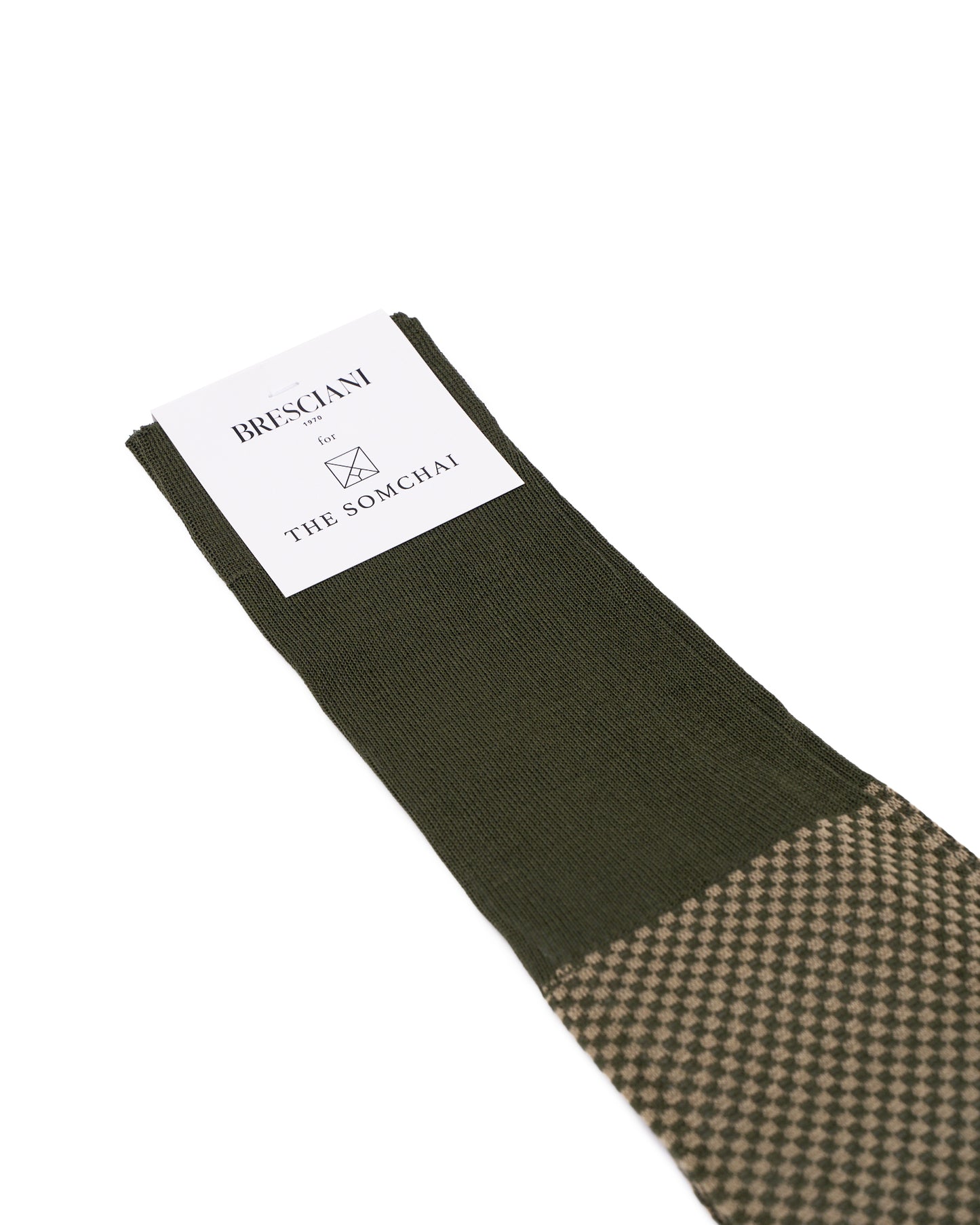 Knee length socks - Checkered cotton - Militare Alga