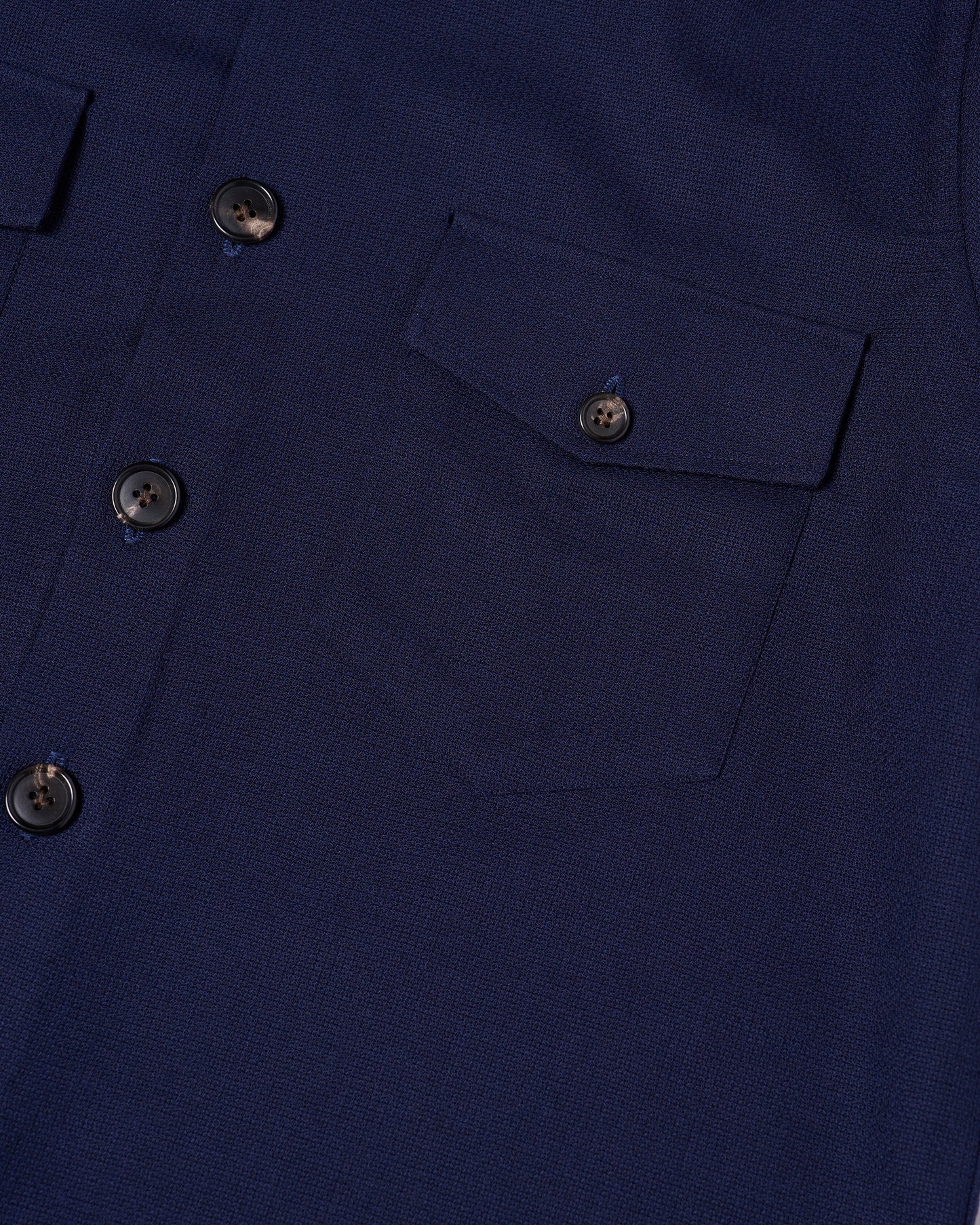Shirt jacket - Wool - Navy blue hopsack