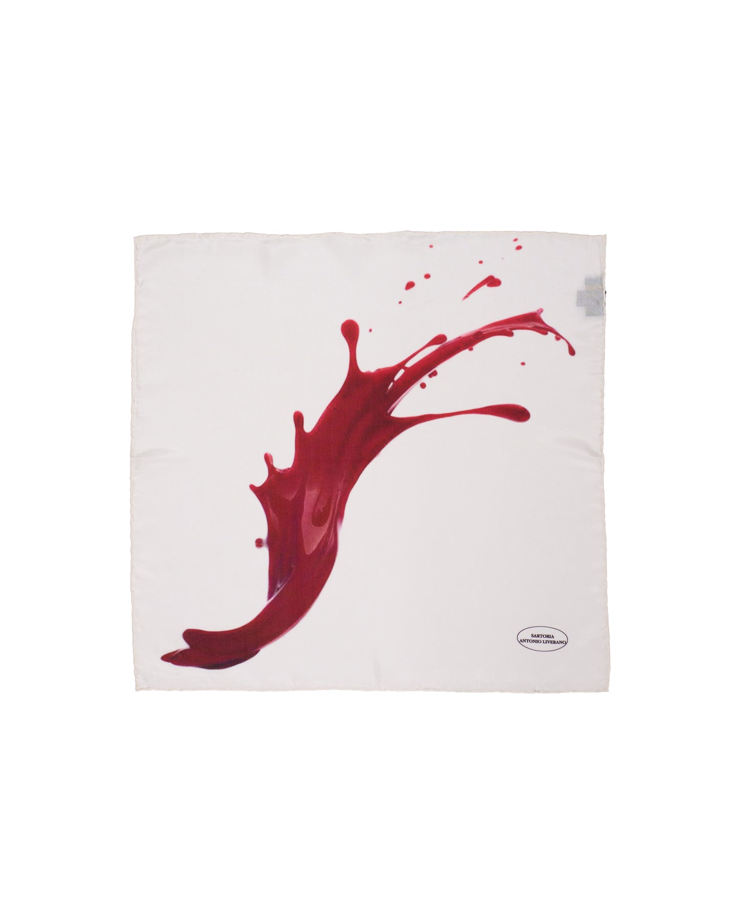 Pocket square - Silk - Wine stain on offwhite