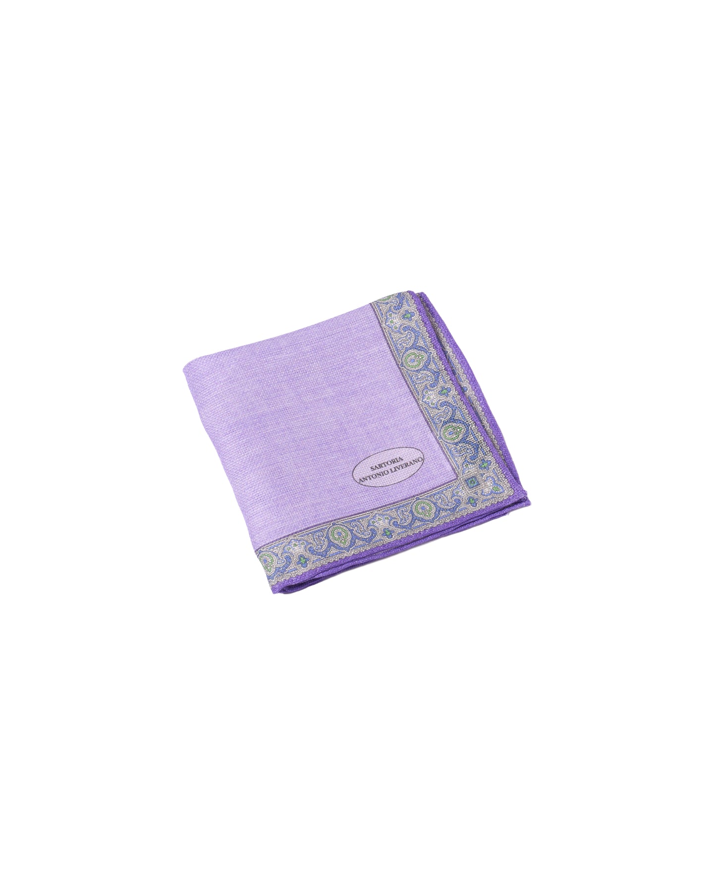 Pocket square - Linen and Cotton - Gingham border on purple