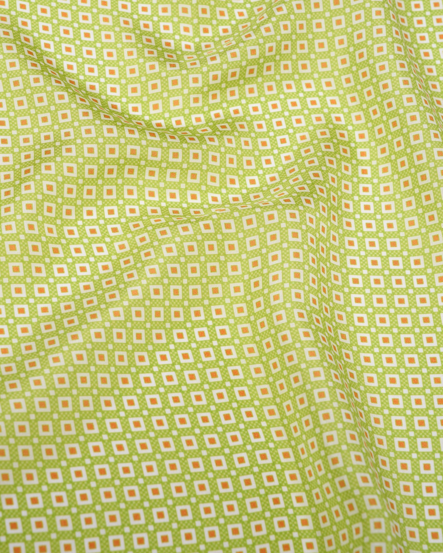 Pocket square - Silk - Micro orange square on green
