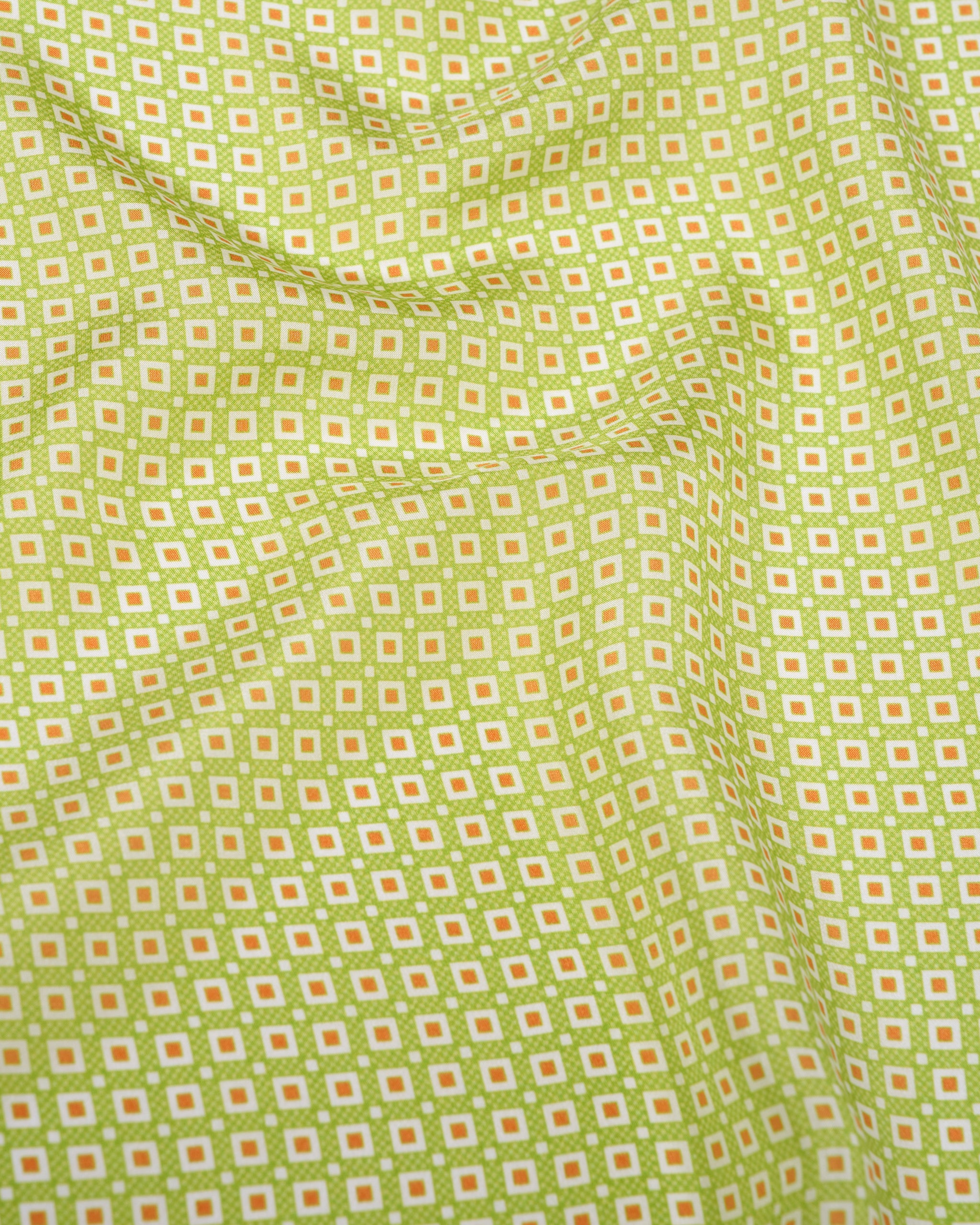 Pocket square - Silk - Micro orange square on green