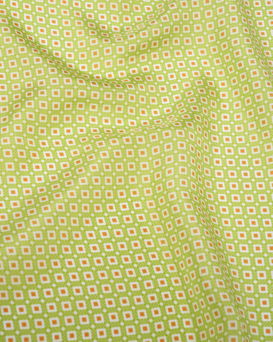 Pocket square - Silk - Micro orange square on green