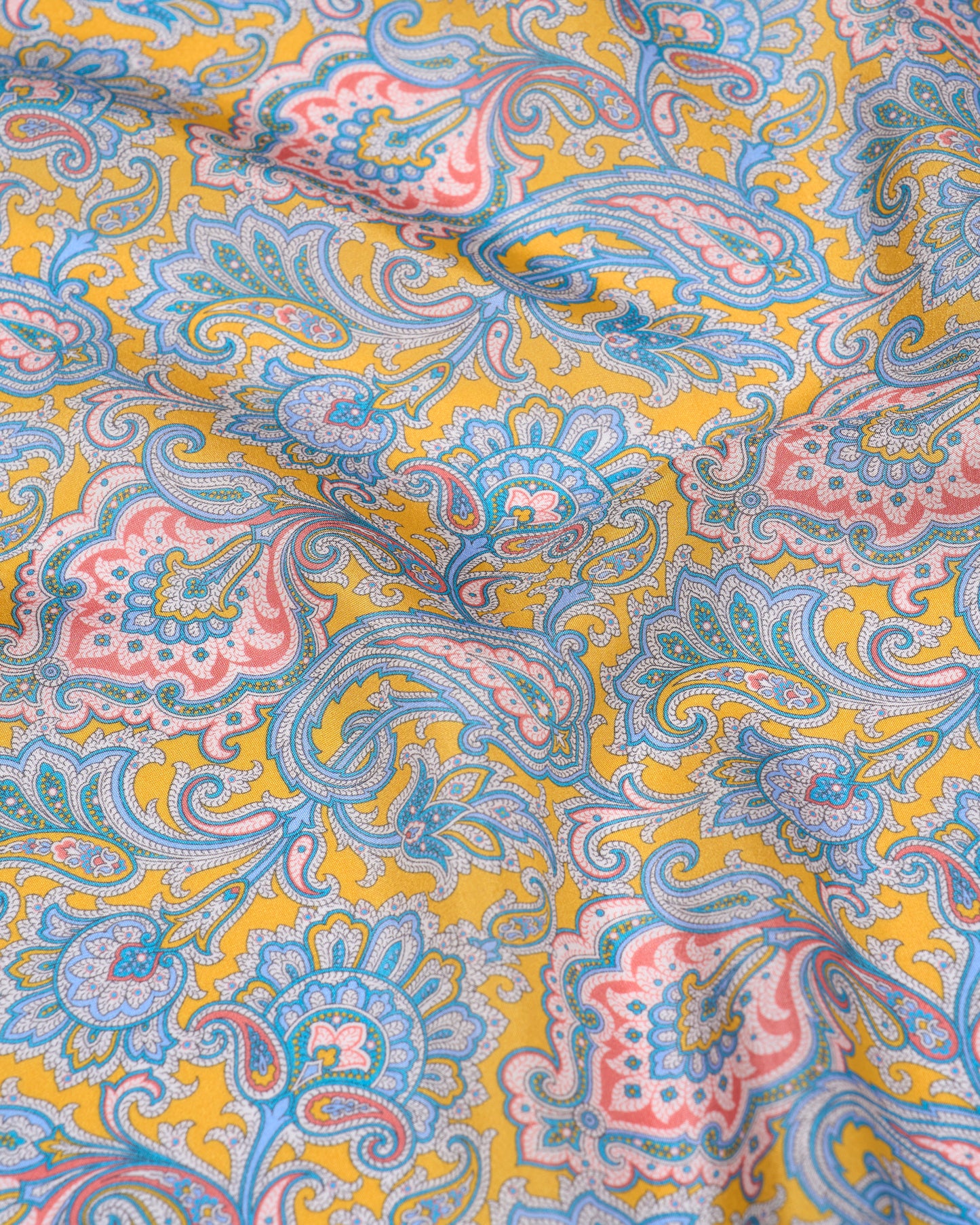 Pocket square - Silk - Blue gingham on yellow