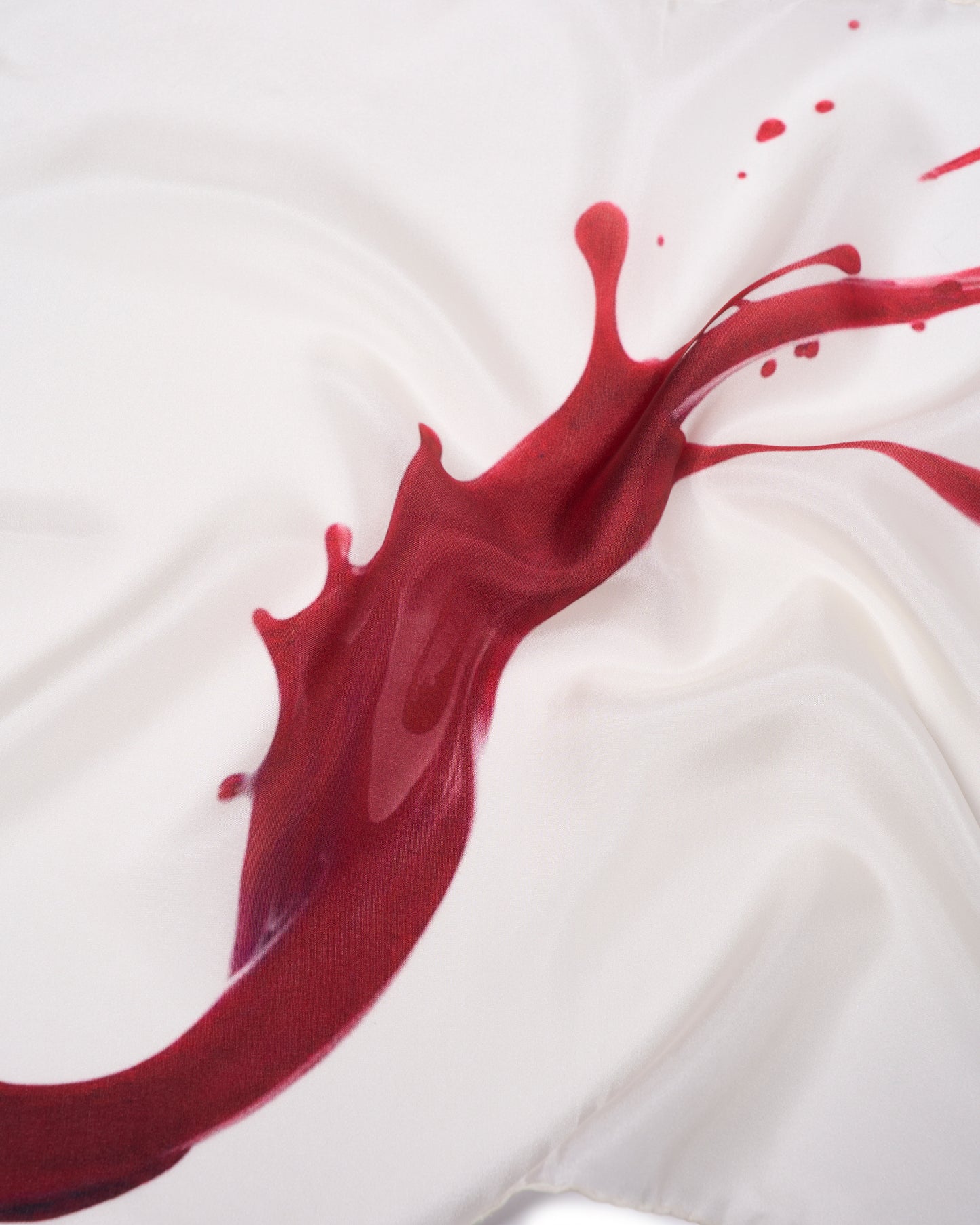 Pocket square - Silk - Wine stain on offwhite