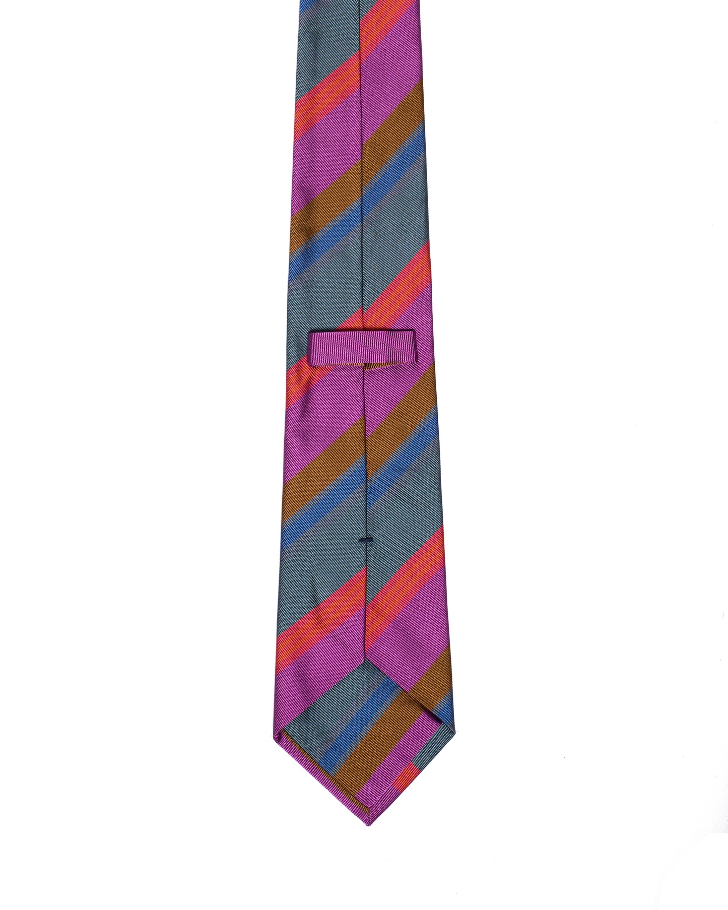 Printed Tie - 3 Fold - Multi colors regimental stripe on grey