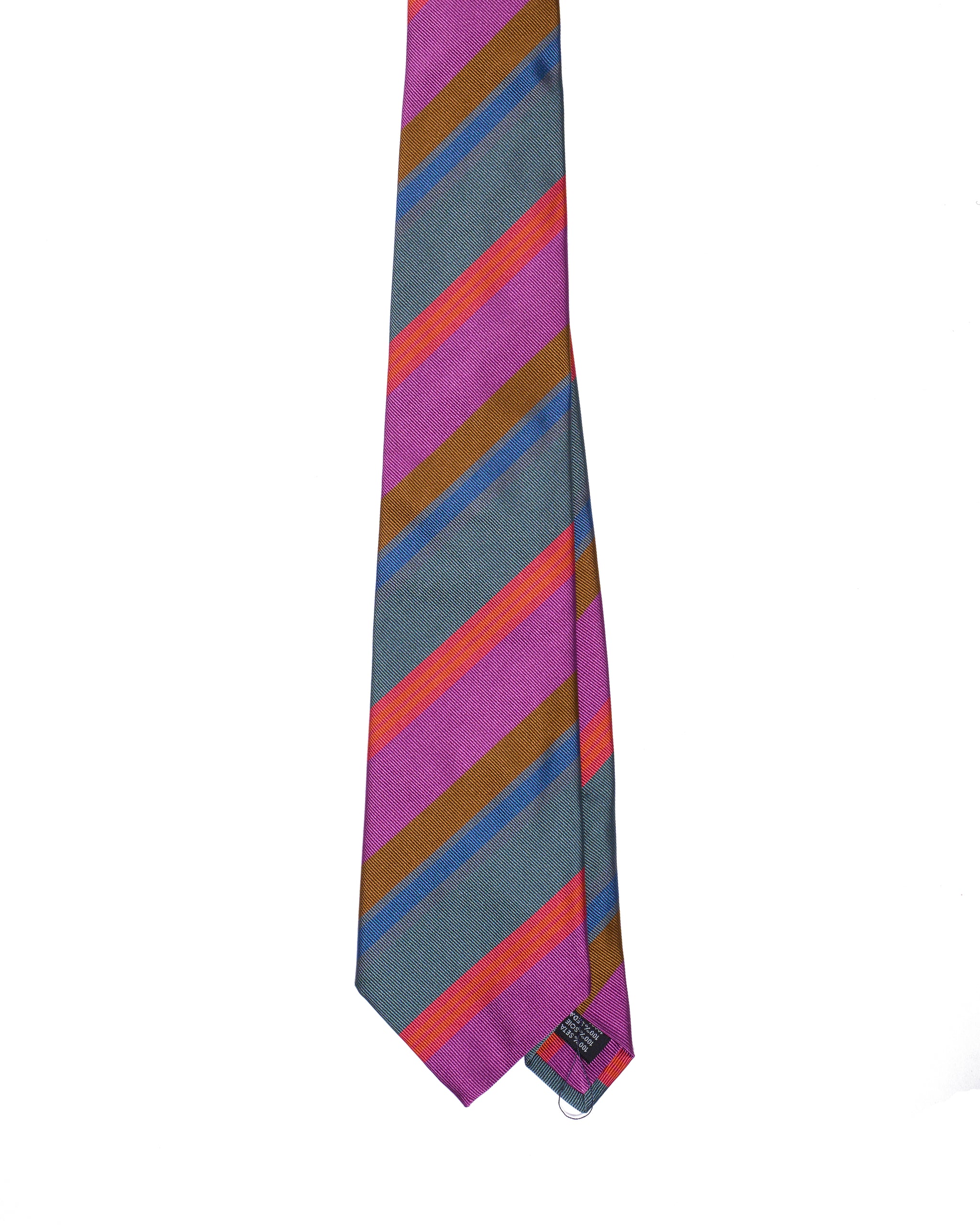 Printed Tie - 3 Fold - Multi colors regimental stripe on grey
