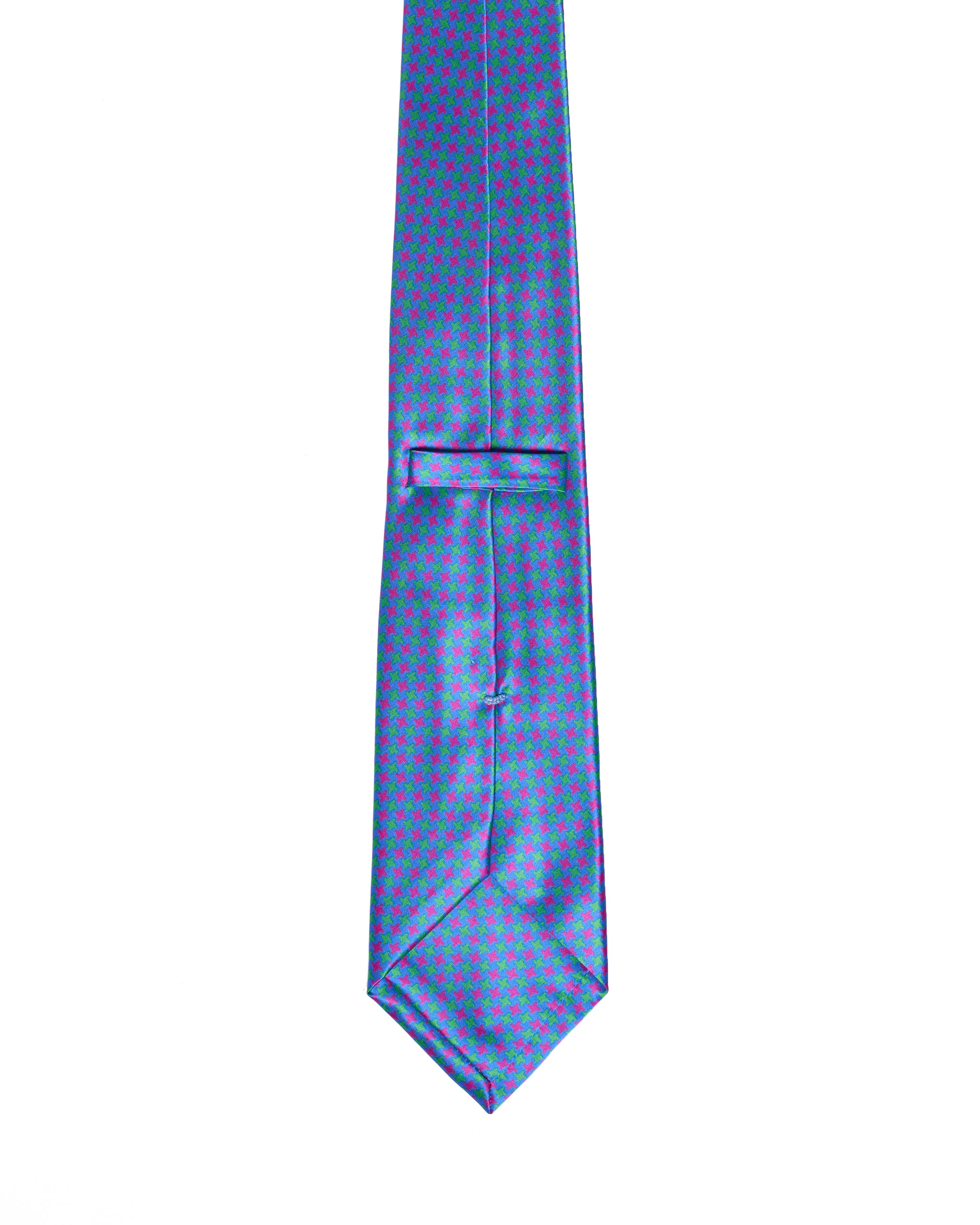 Printed Tie - 3 Fold -Pink and yellow neon on blue