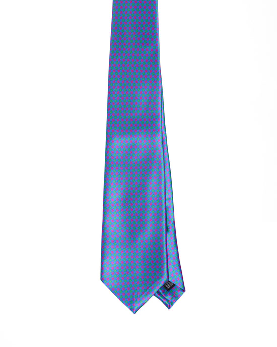 Printed Tie - 3 Fold -Pink and yellow neon on blue