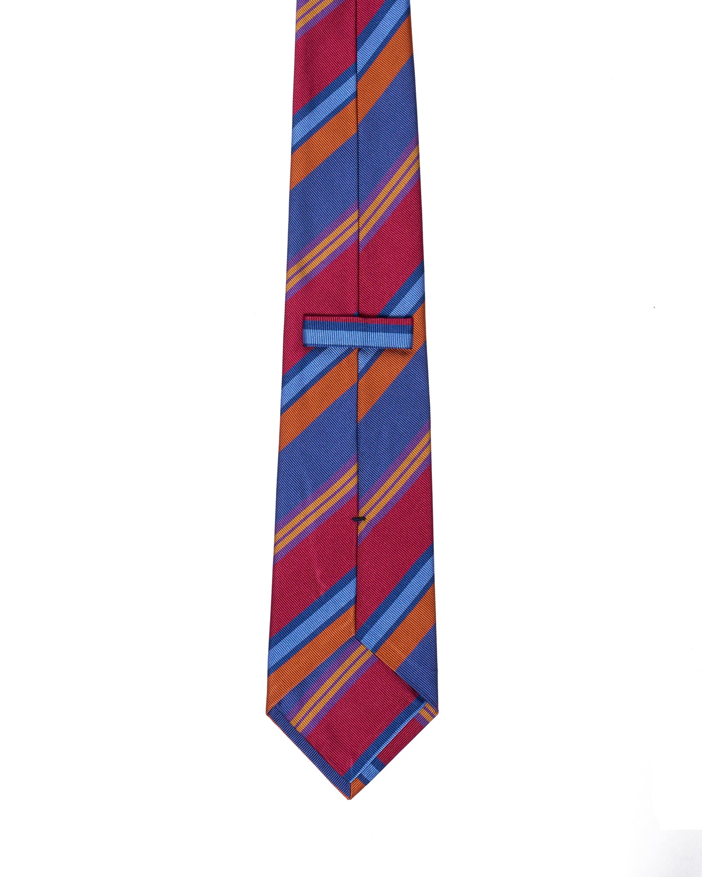 Printed Tie - 3 Fold - Multi colors regimental stripe on blue