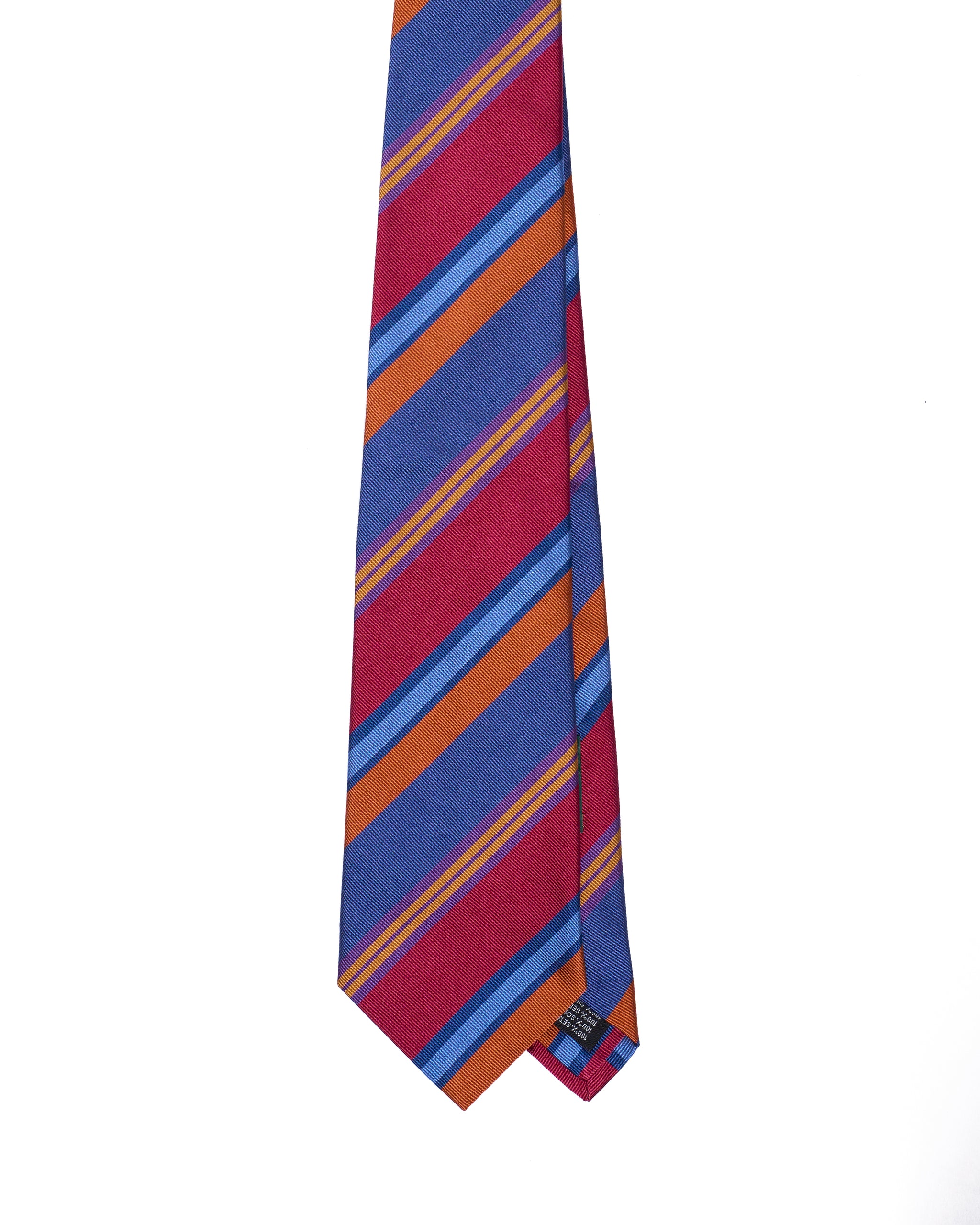 Printed Tie - 3 Fold - Multi colors regimental stripe on blue