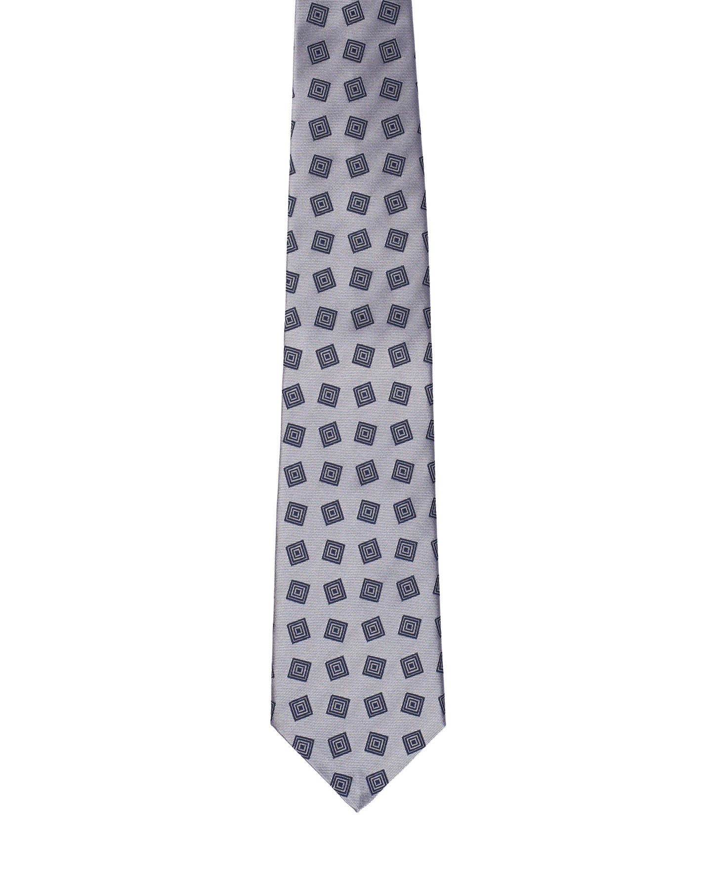 Jacquard tie - 3 Fold - Black square on silver