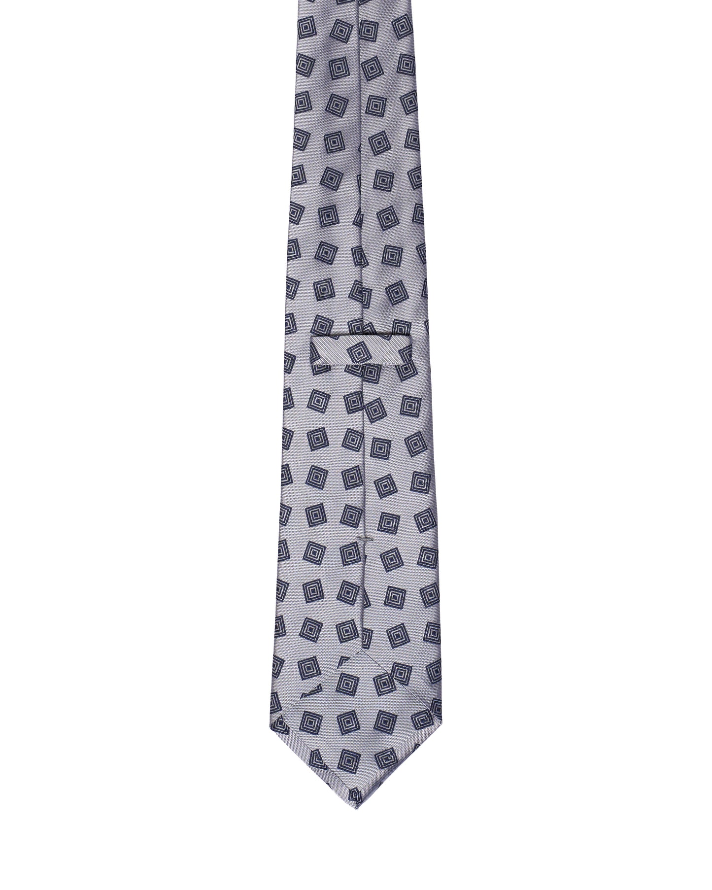 Jacquard tie - 3 Fold - Black square on silver