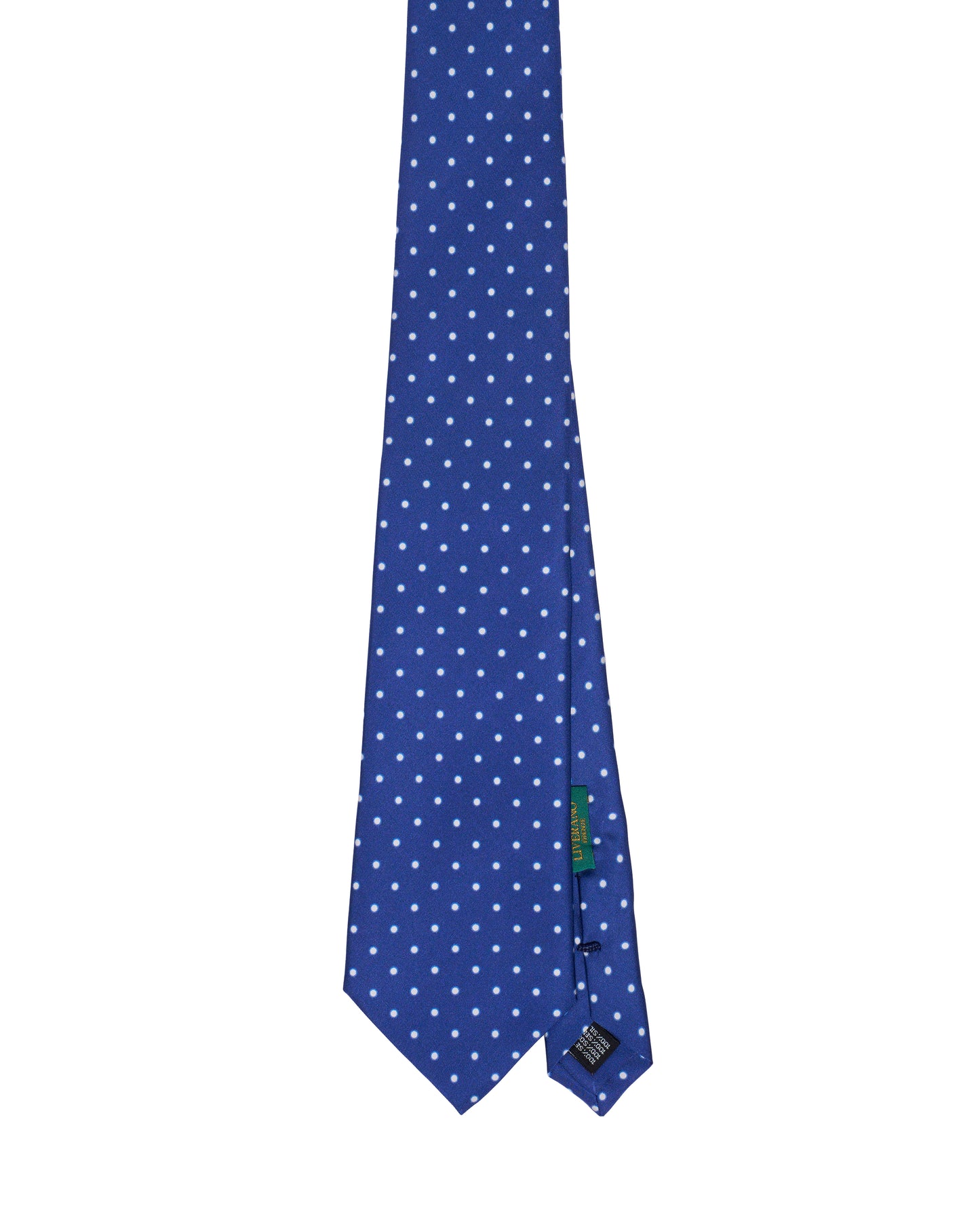 Printed Tie - 3 Fold - White polka dots on medium blue