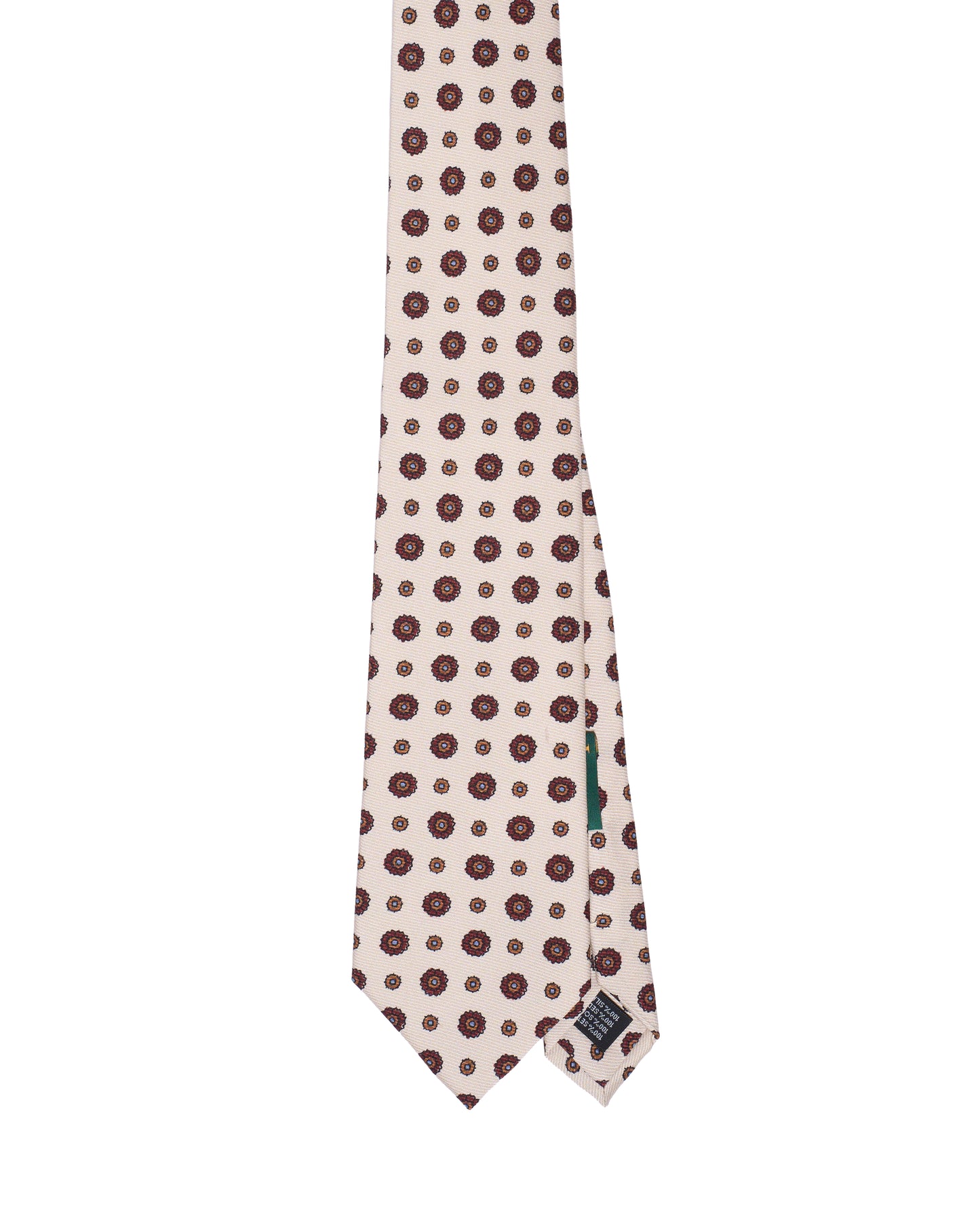 Printed Tie - 3 Fold - Brown flower motif on beige