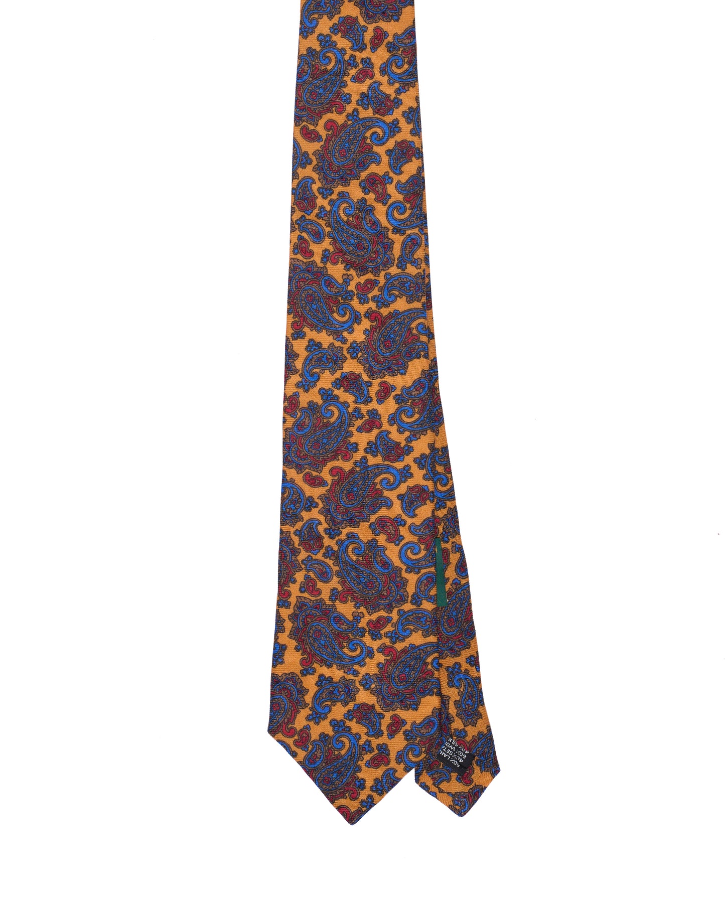 Printed tie - 3 Fold - Blue and red gingham on mustard