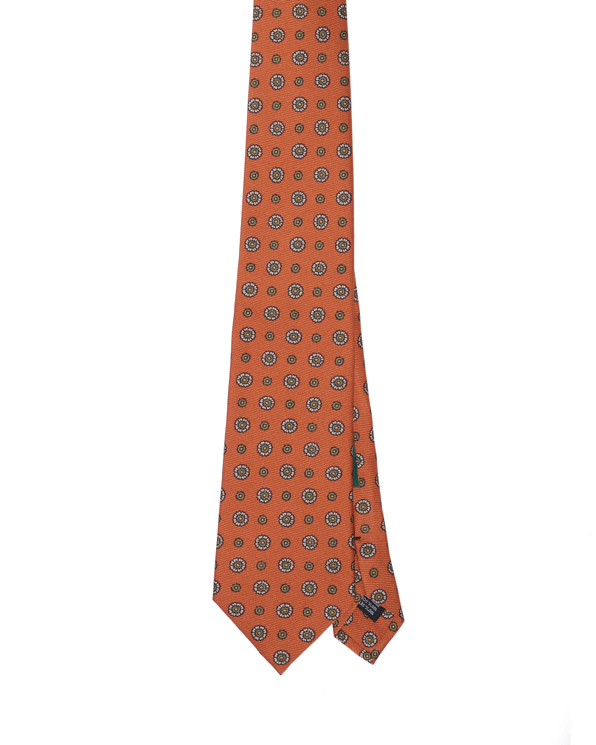 Printed Tie - 3 Fold - Offwhite square motif on brick