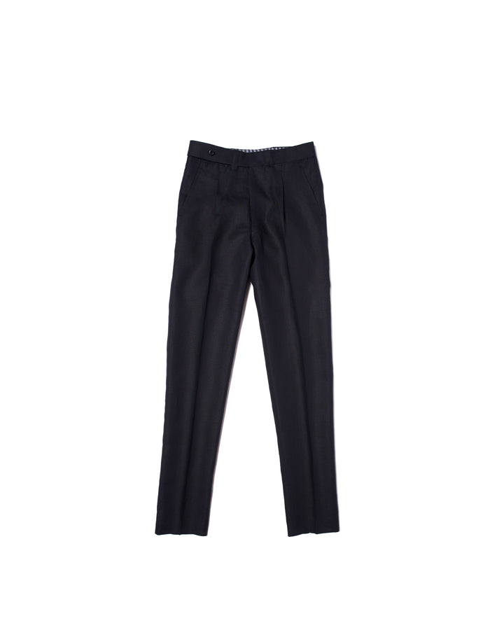 Plain linen trousers - Single pleat trousers - Black