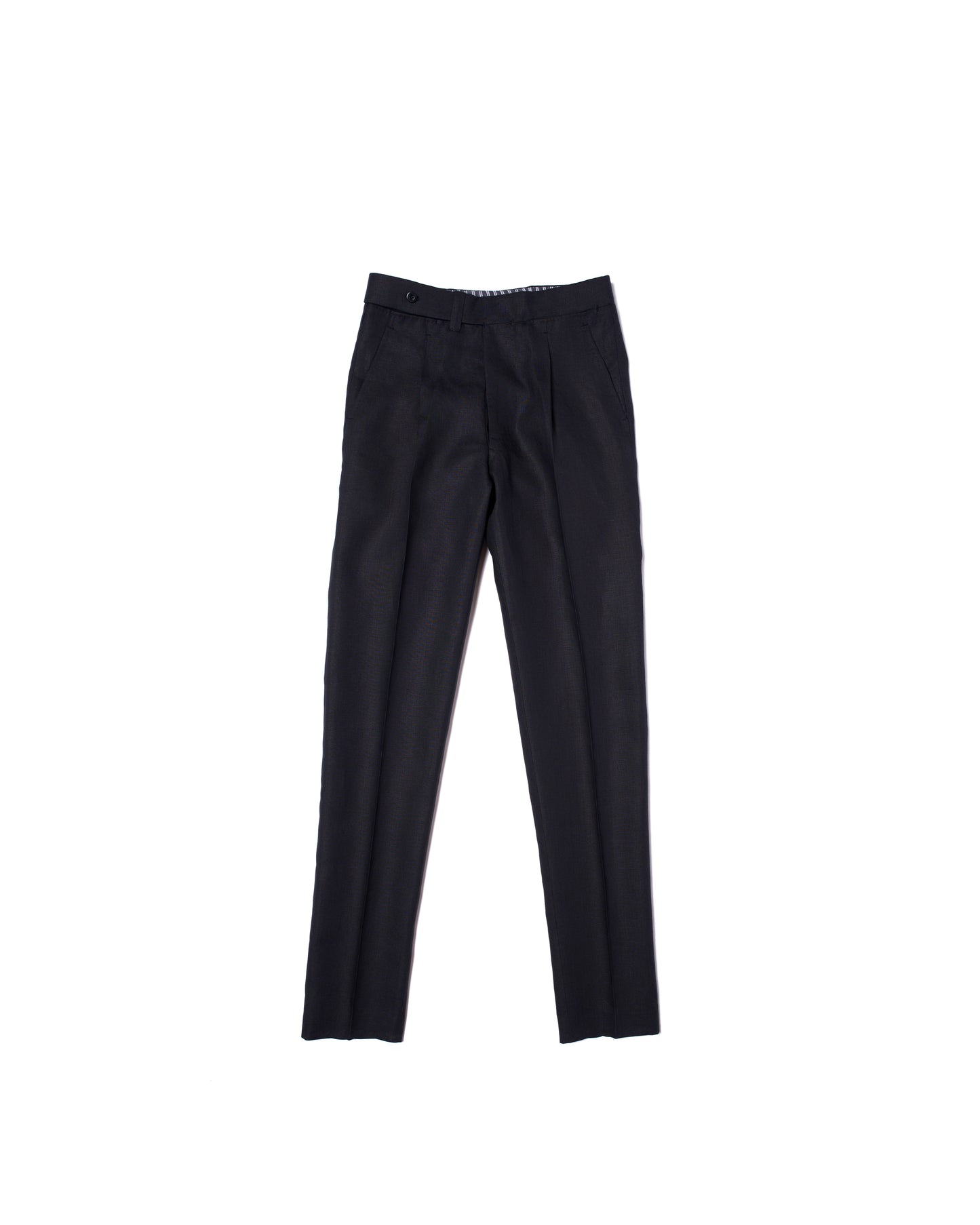 Plain linen trousers - Single pleat trousers - Black