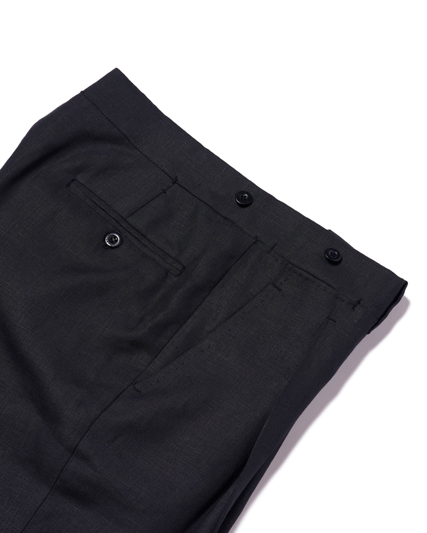 Plain linen trousers - Single pleat trousers - Black