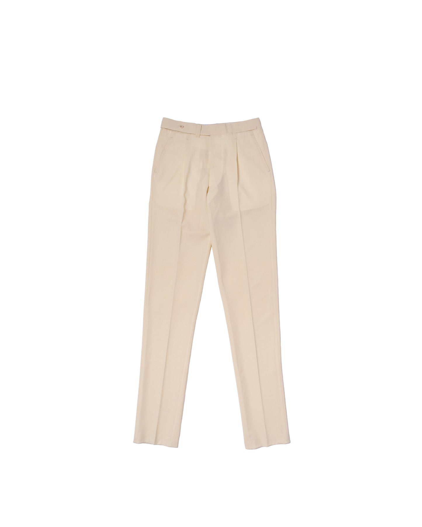 Four ply wool trousers - Single pleat trousers - Ivory