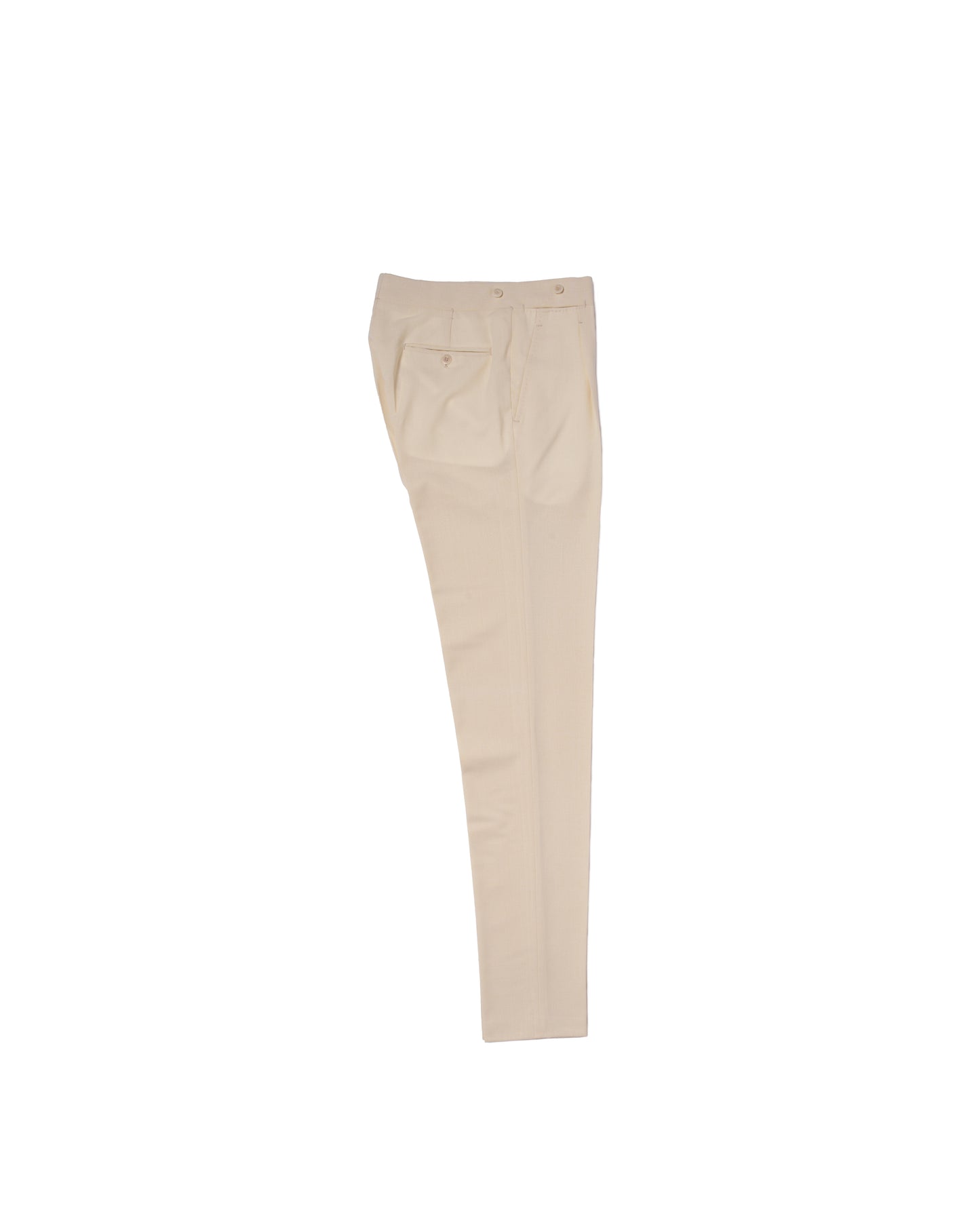 Four ply wool trousers - Single pleat trousers - Ivory