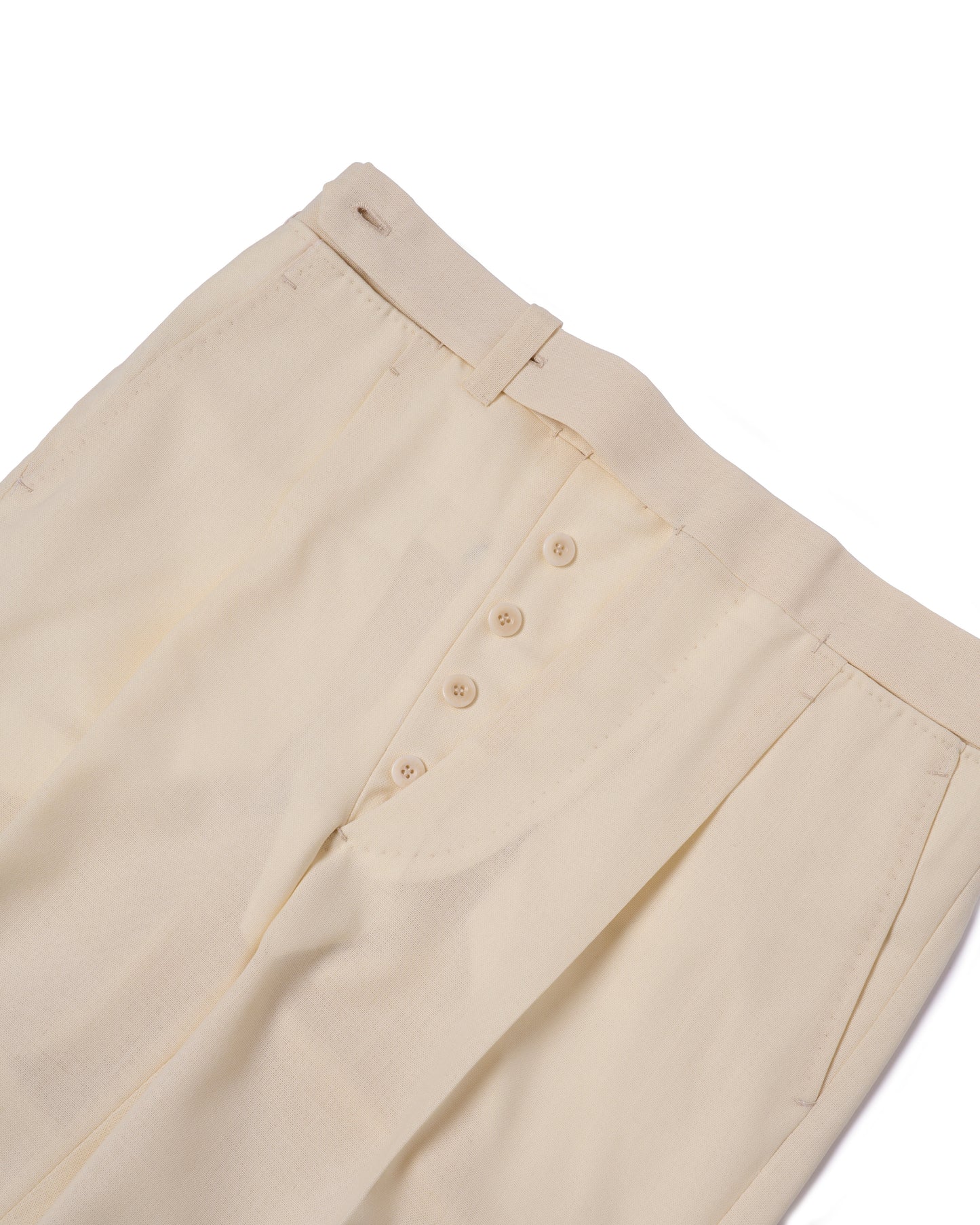 Four ply wool trousers - Single pleat trousers - Ivory