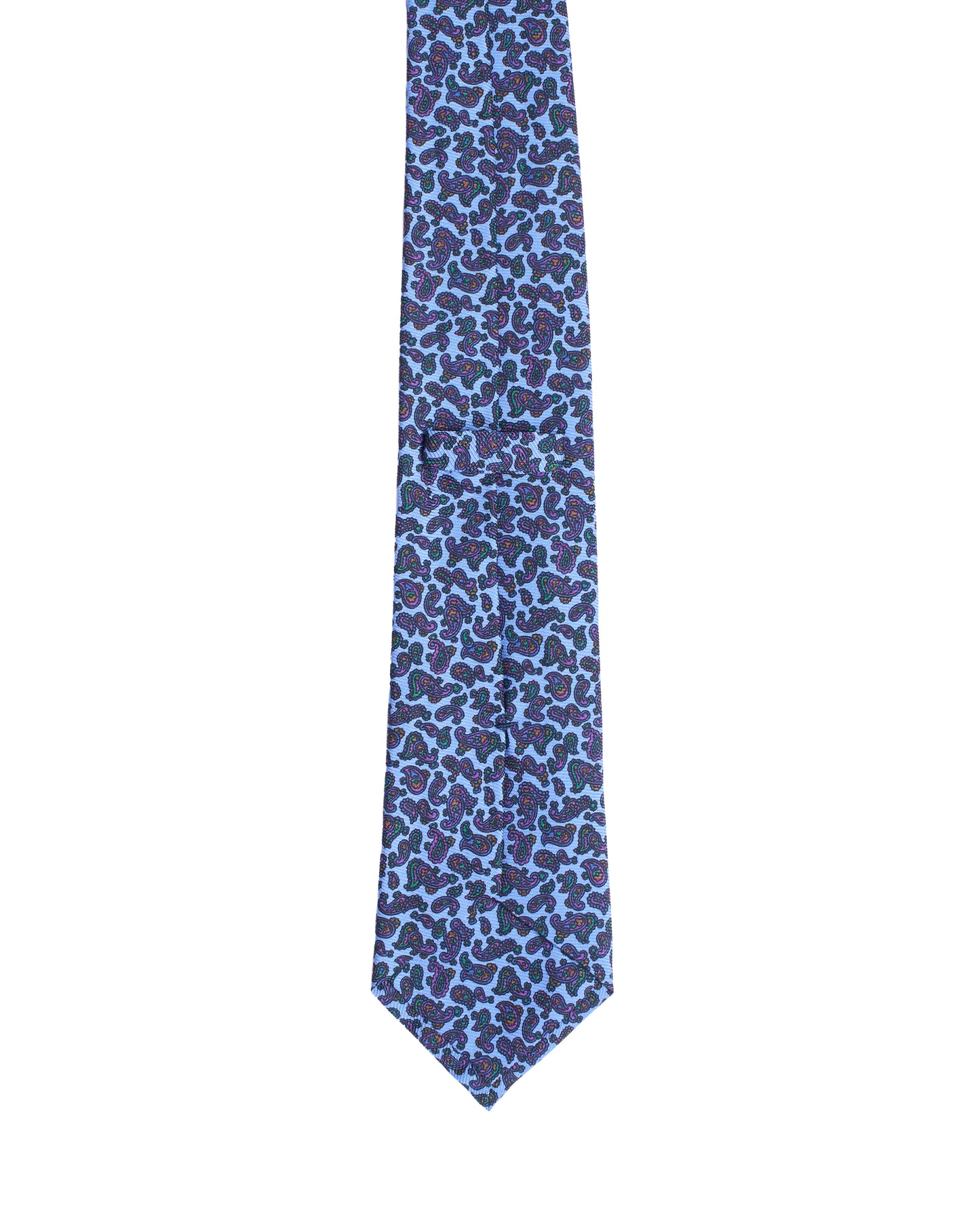 Printed Tie - 3 Fold - Neon blue with dark paisley