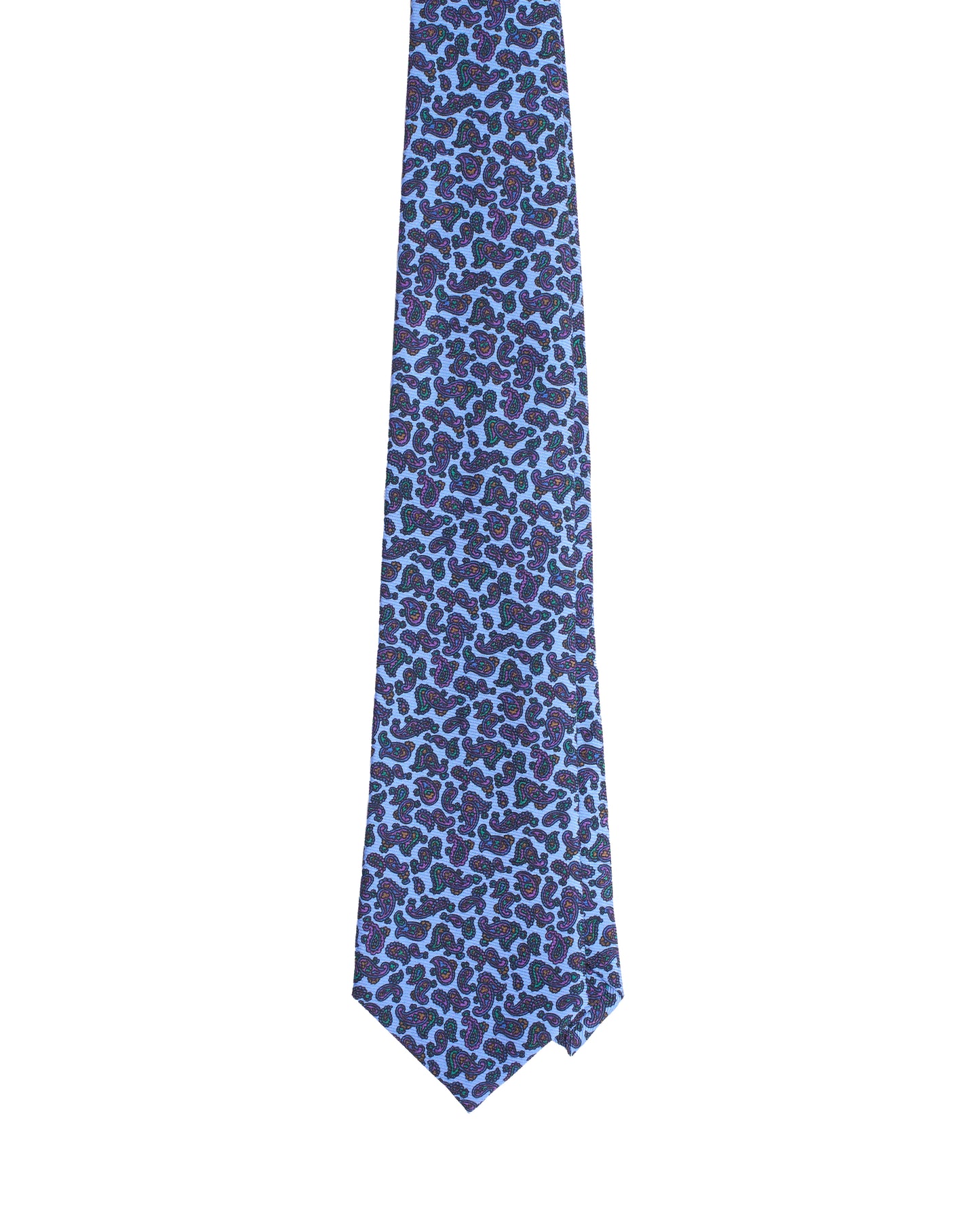 Printed Tie - 3 Fold - Neon blue with dark paisley