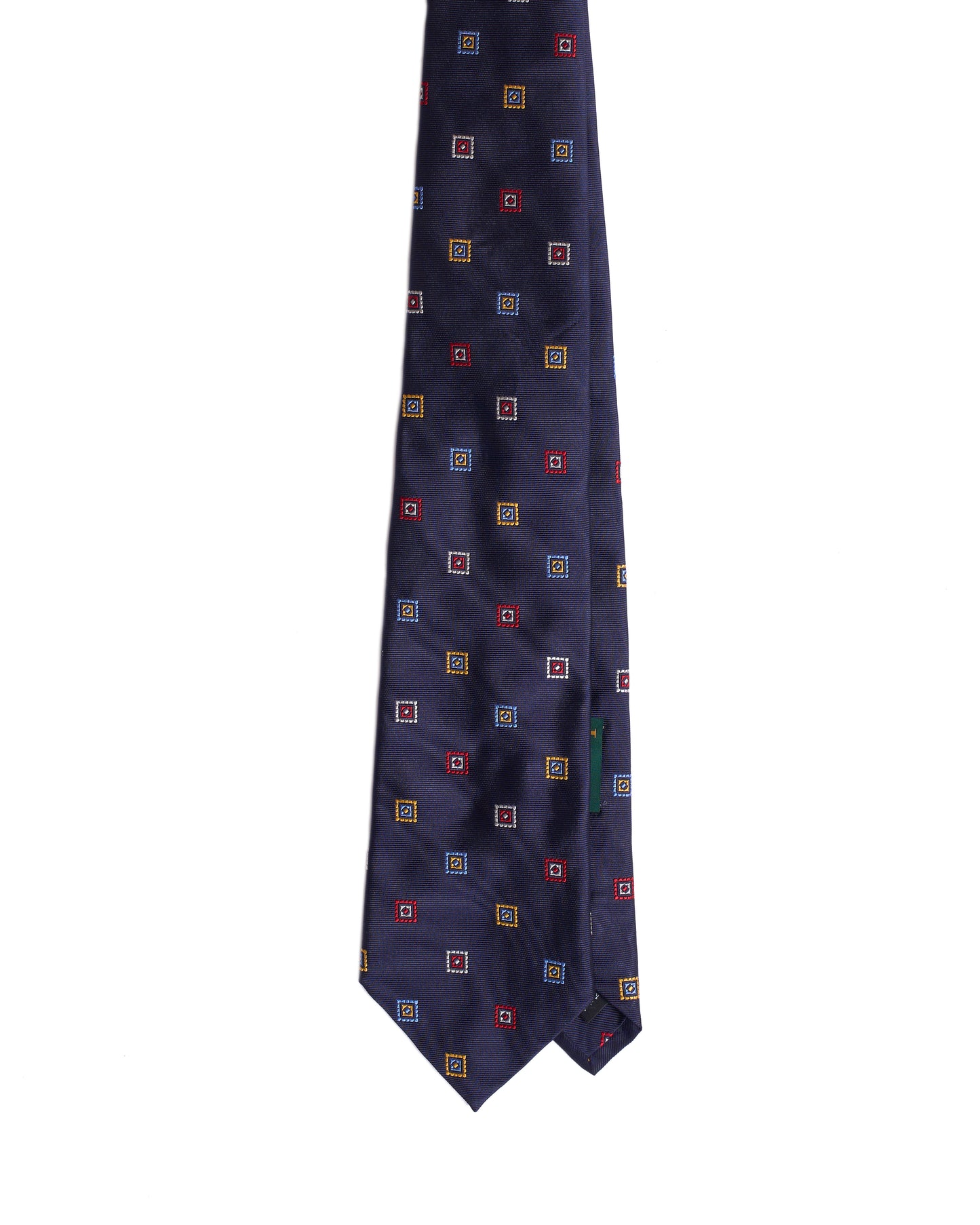 Jacquard tie - 3 Fold - Navy blue with multi colour squares