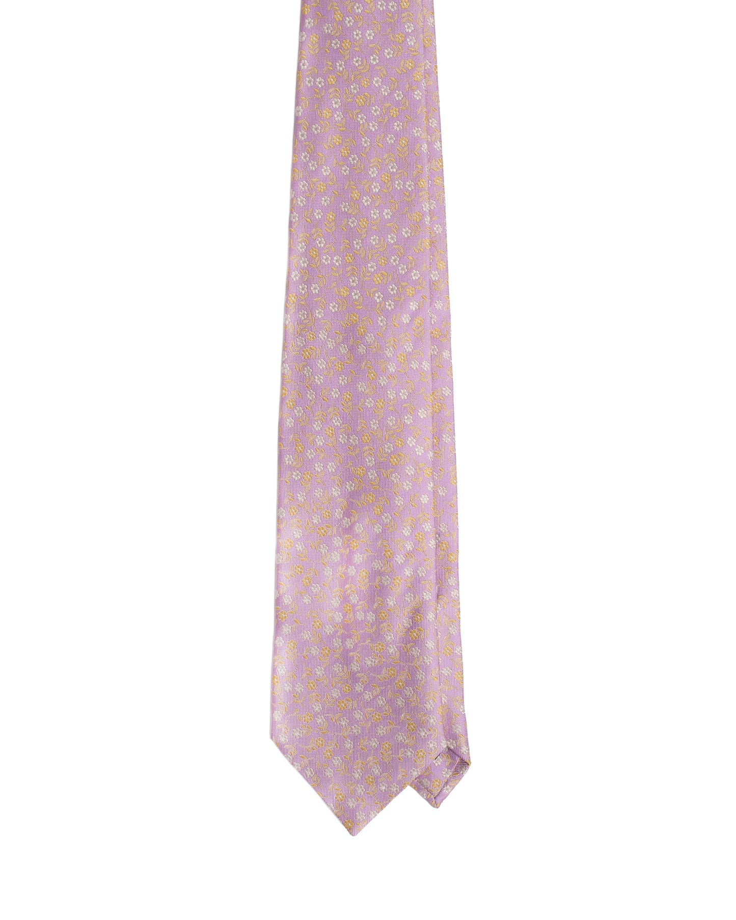 Jacquard tie - 3 Fold - Light pink with white flowers