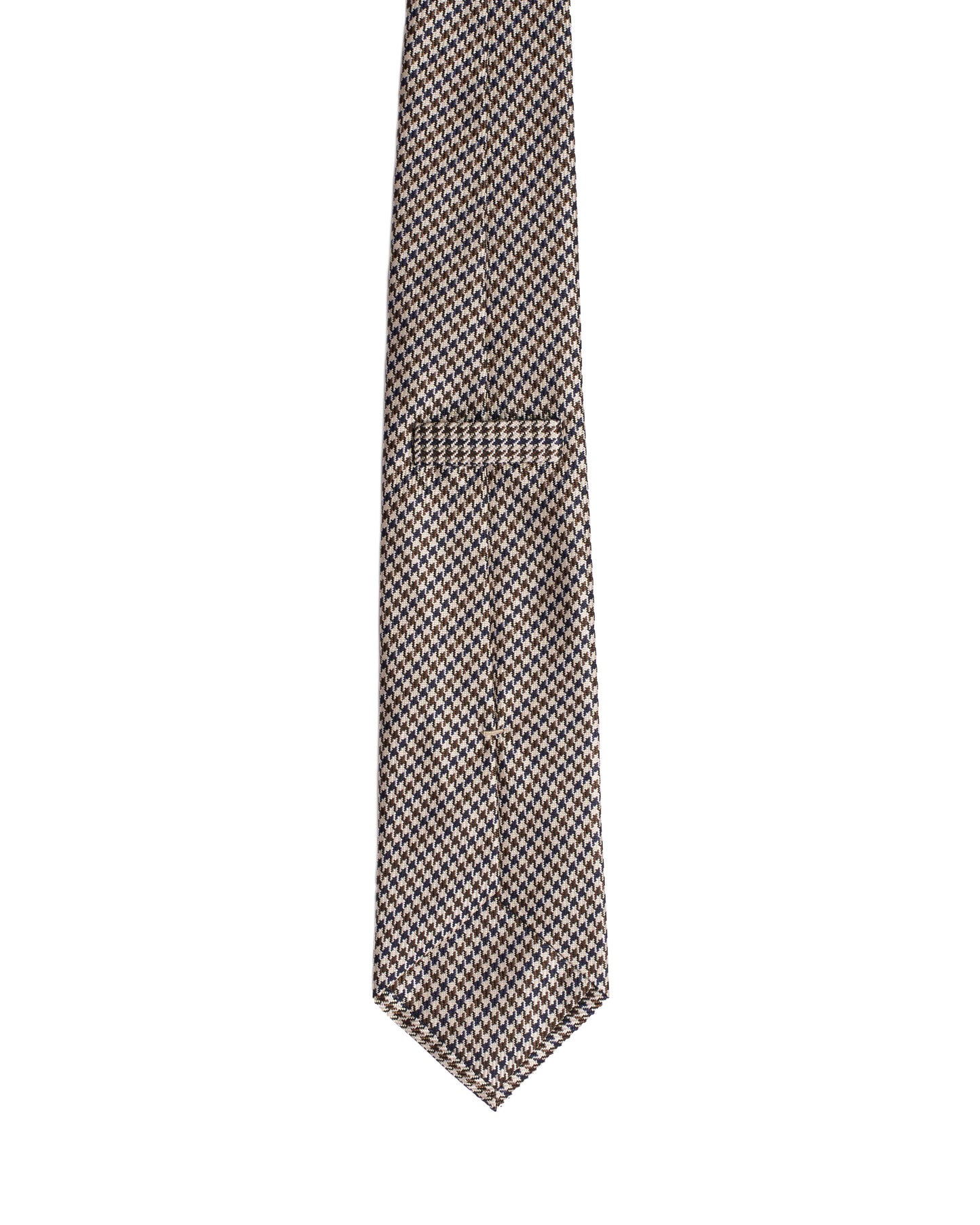 Jacquard tie - 3 Fold - Brown,navy and beige houndstooth