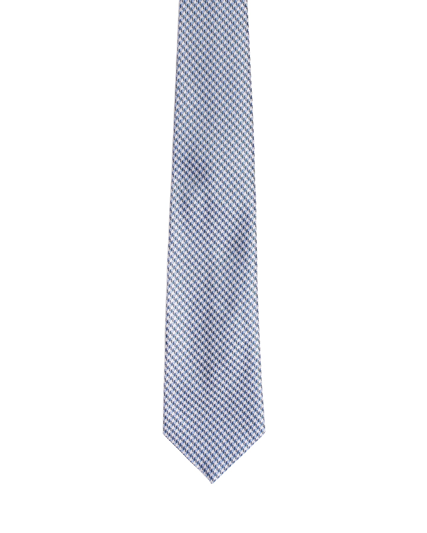 Jacquard tie - 3 Fold - Light blue and white houndstooth