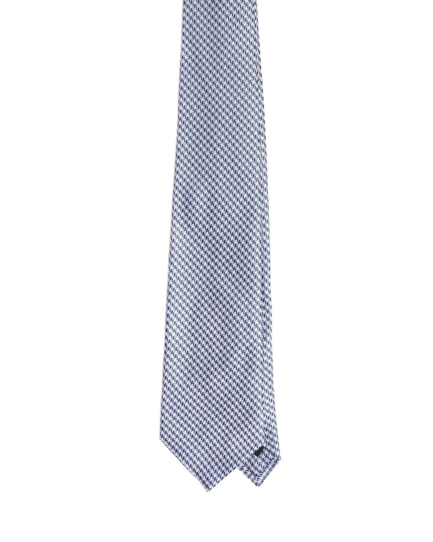 Jacquard tie - 3 Fold - Light blue and white houndstooth