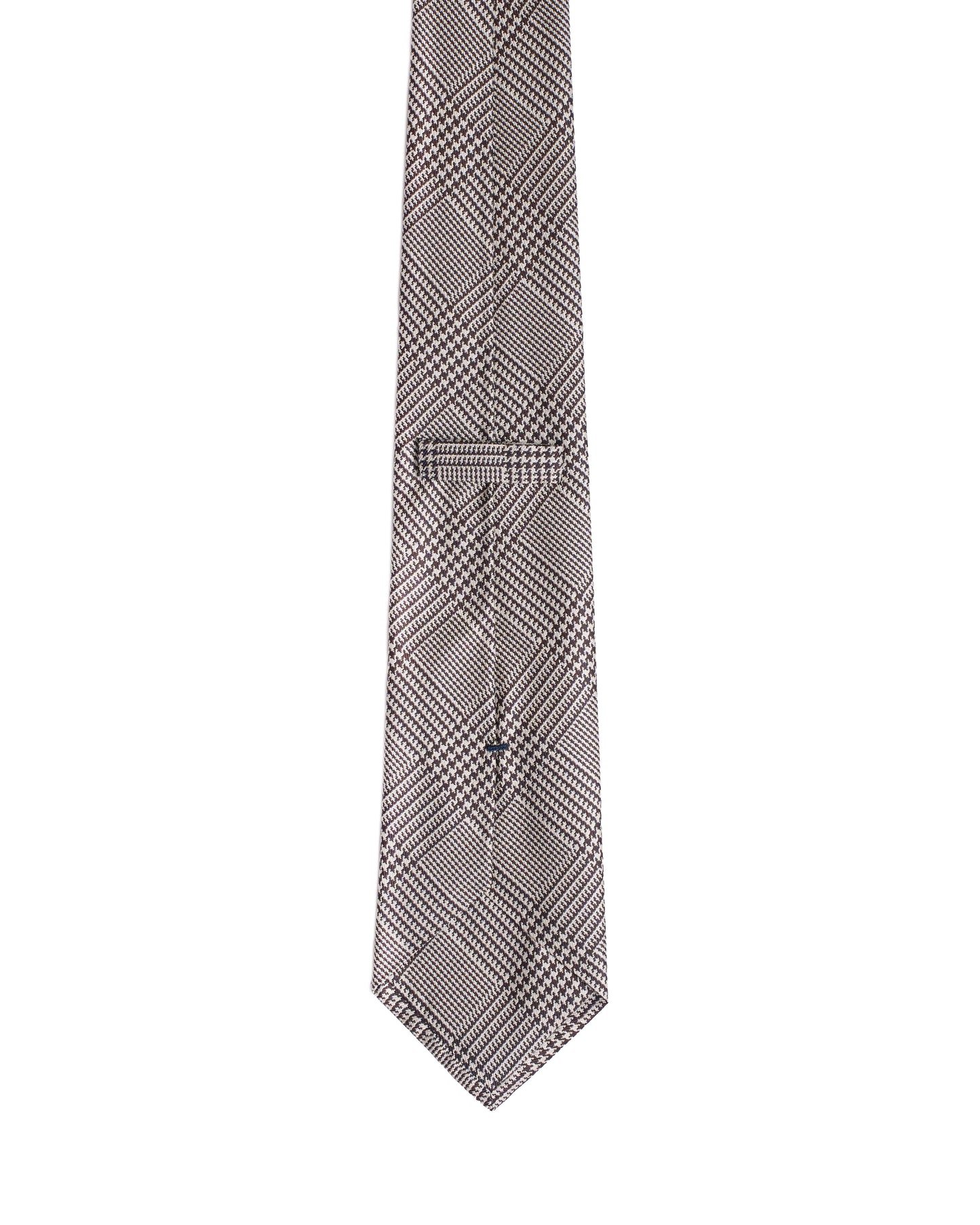Printed Tie - 3 Fold - Brown and white glen plaid