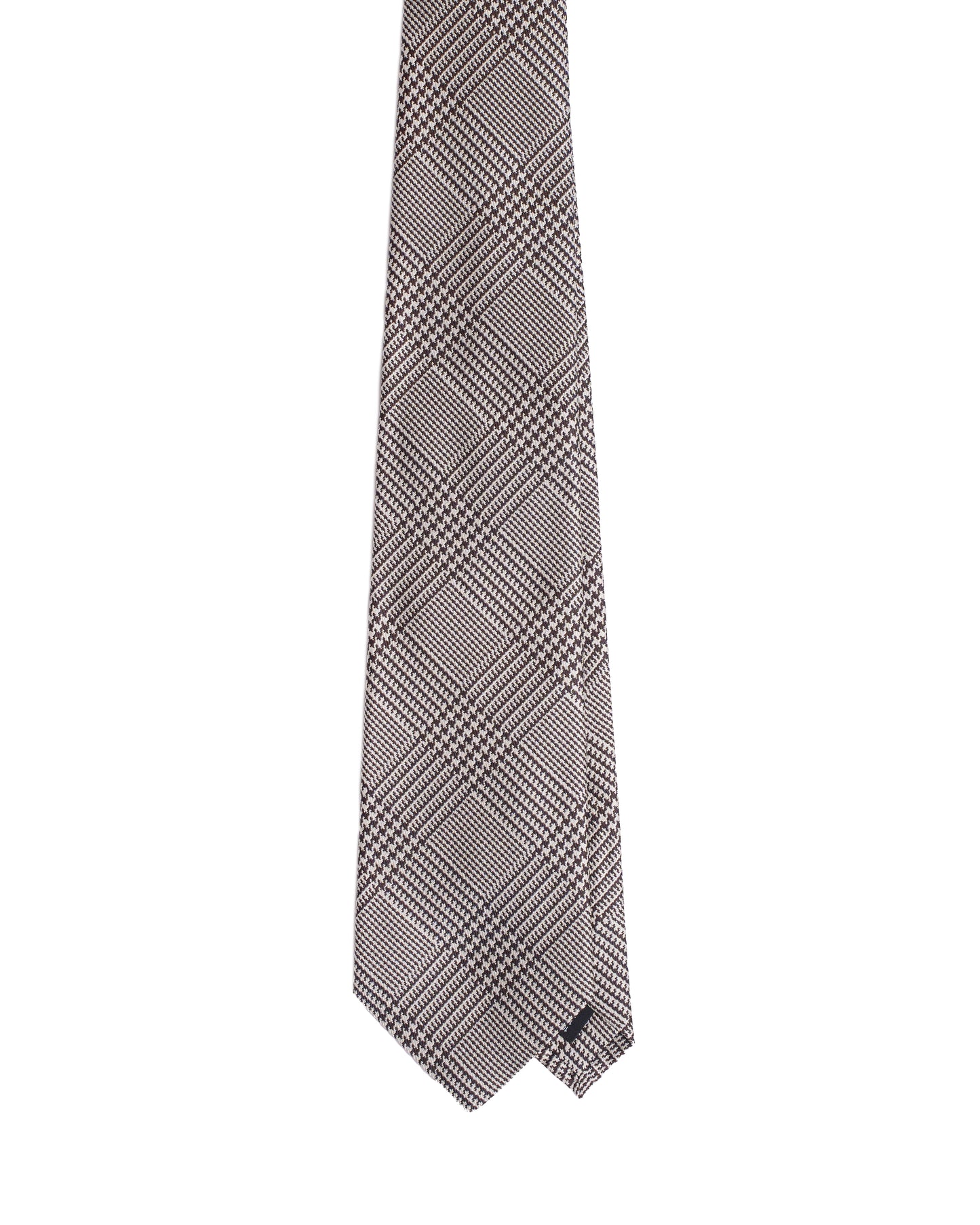 Printed Tie - 3 Fold - Brown and white glen plaid