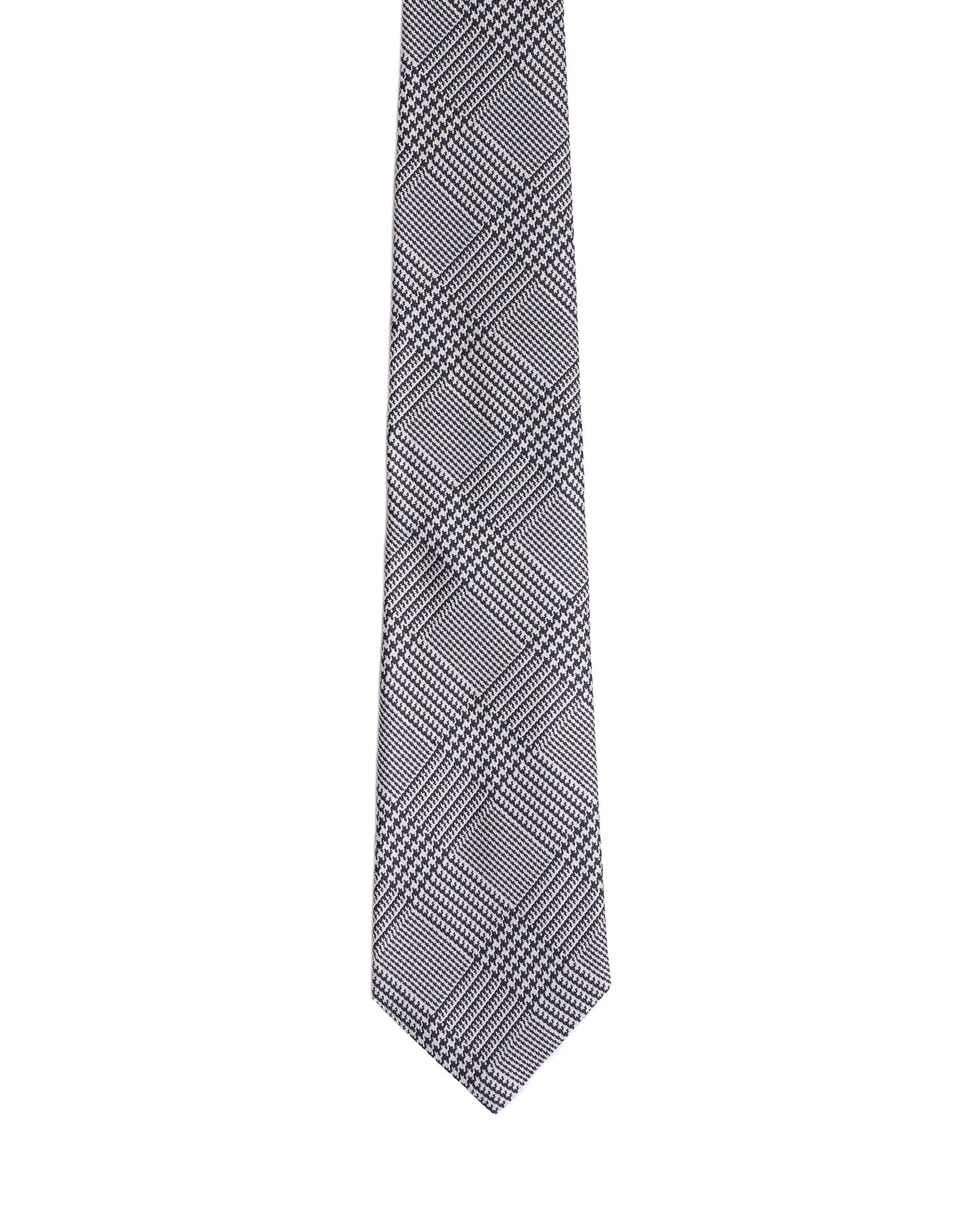 Printed Tie - 3 Fold - Navy and white glen plaid