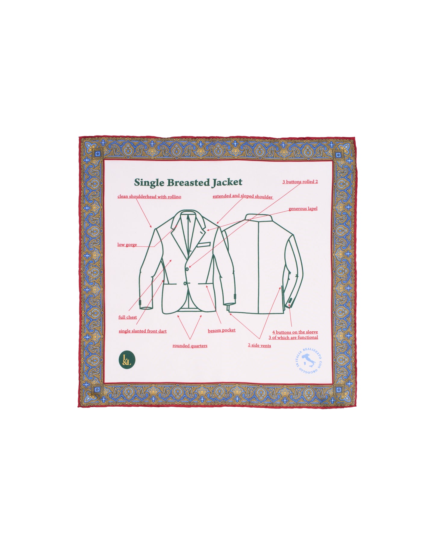 Pocket square - Silk - Jacket with light blue border