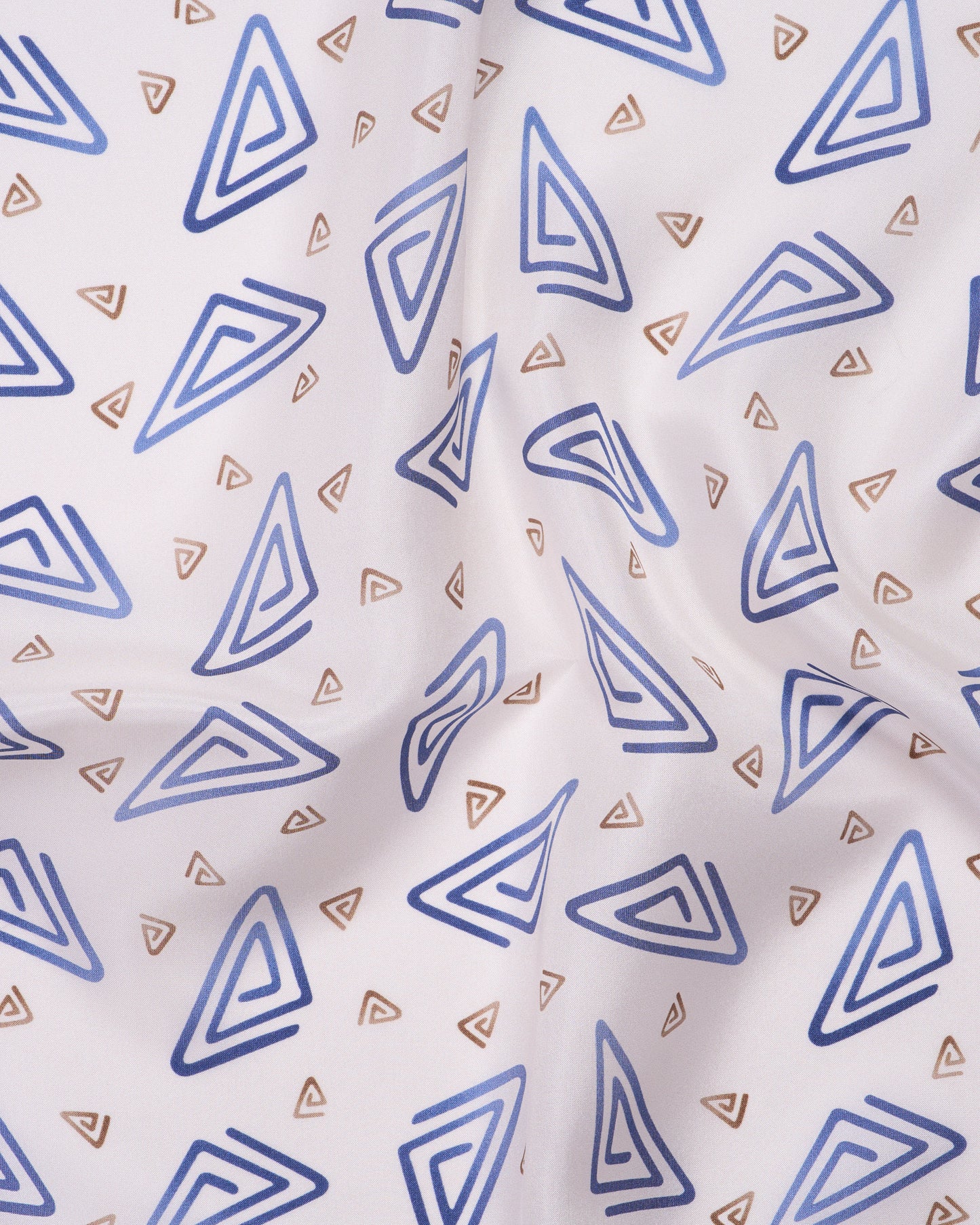 Pocket square - Silk - Beige with blue rectangle motif
