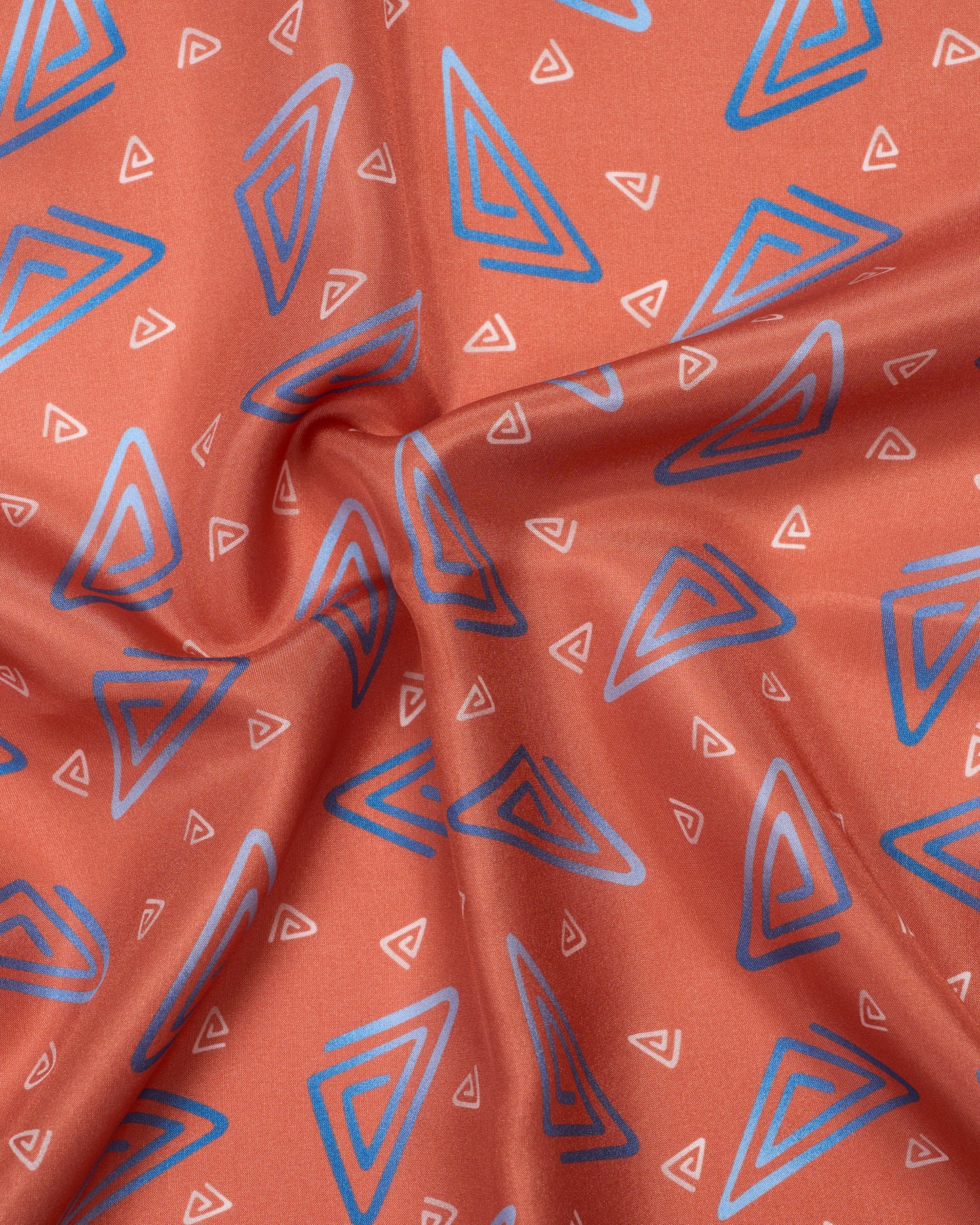 Pocket square - Silk - Orange with blue rectangle motif