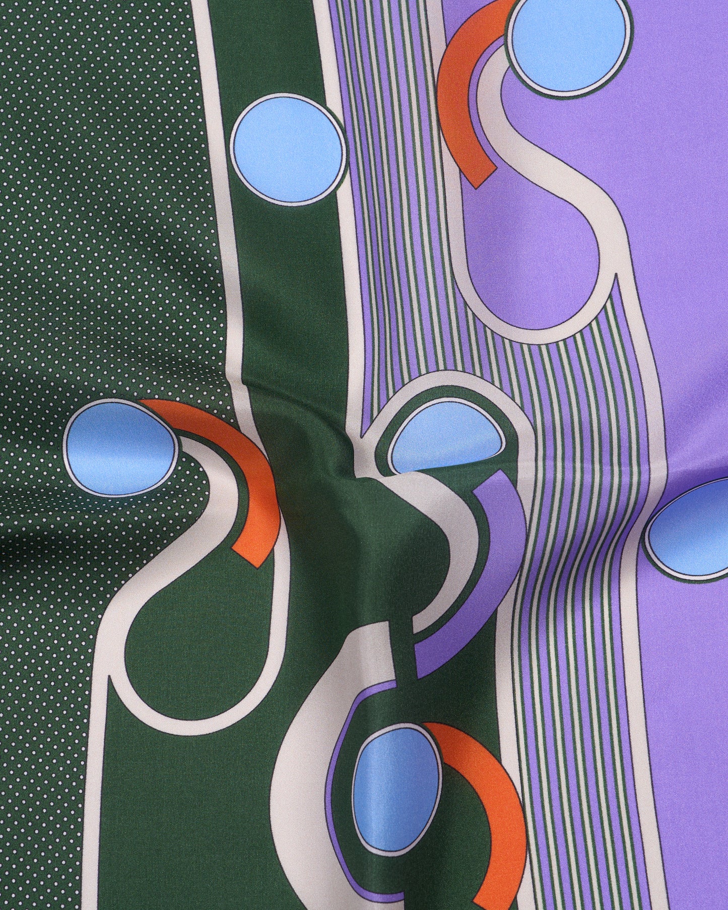 Pocket square - Silk - Green and purple with art deco
