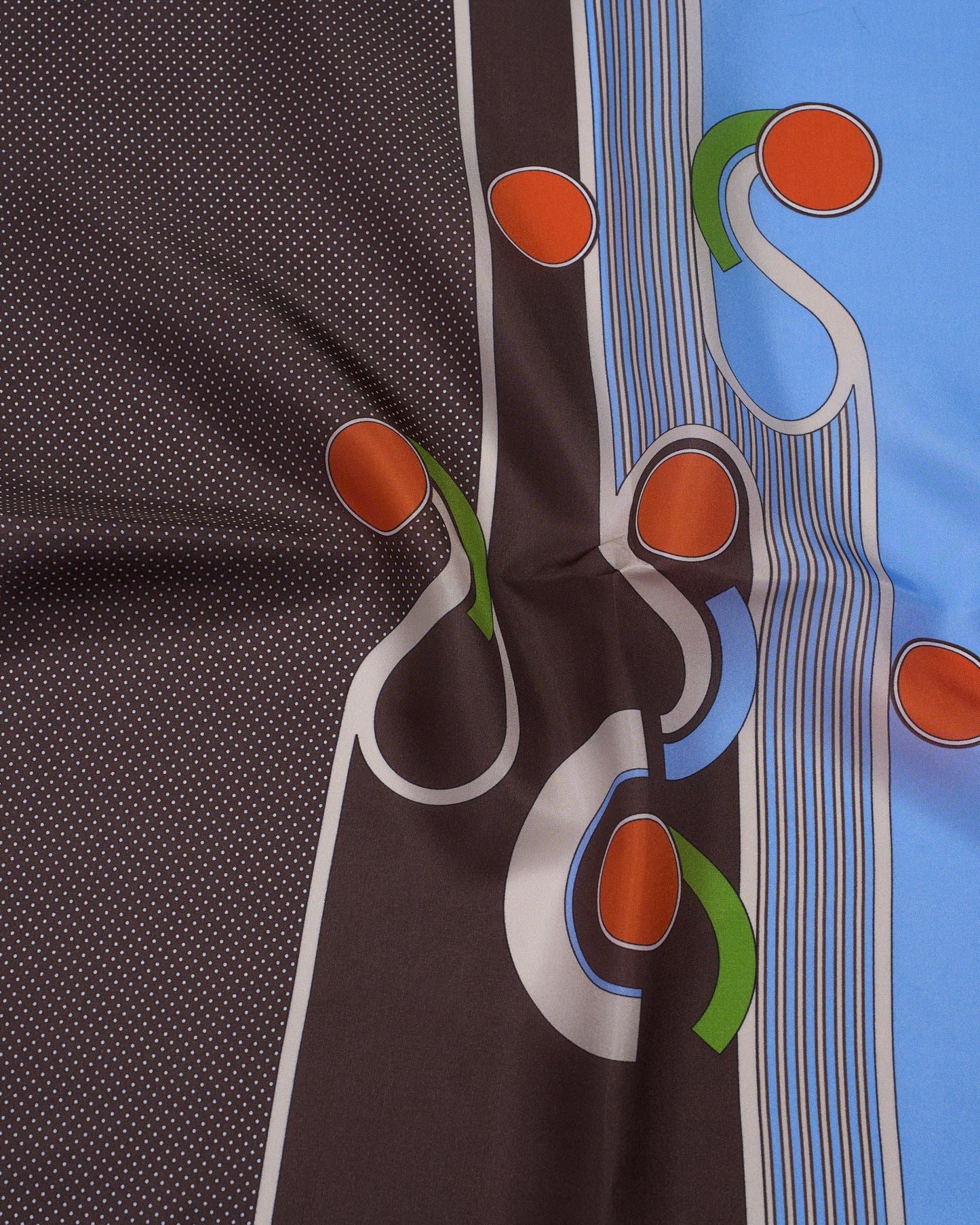 Pocket square - Silk - Brown and light blue with art deco